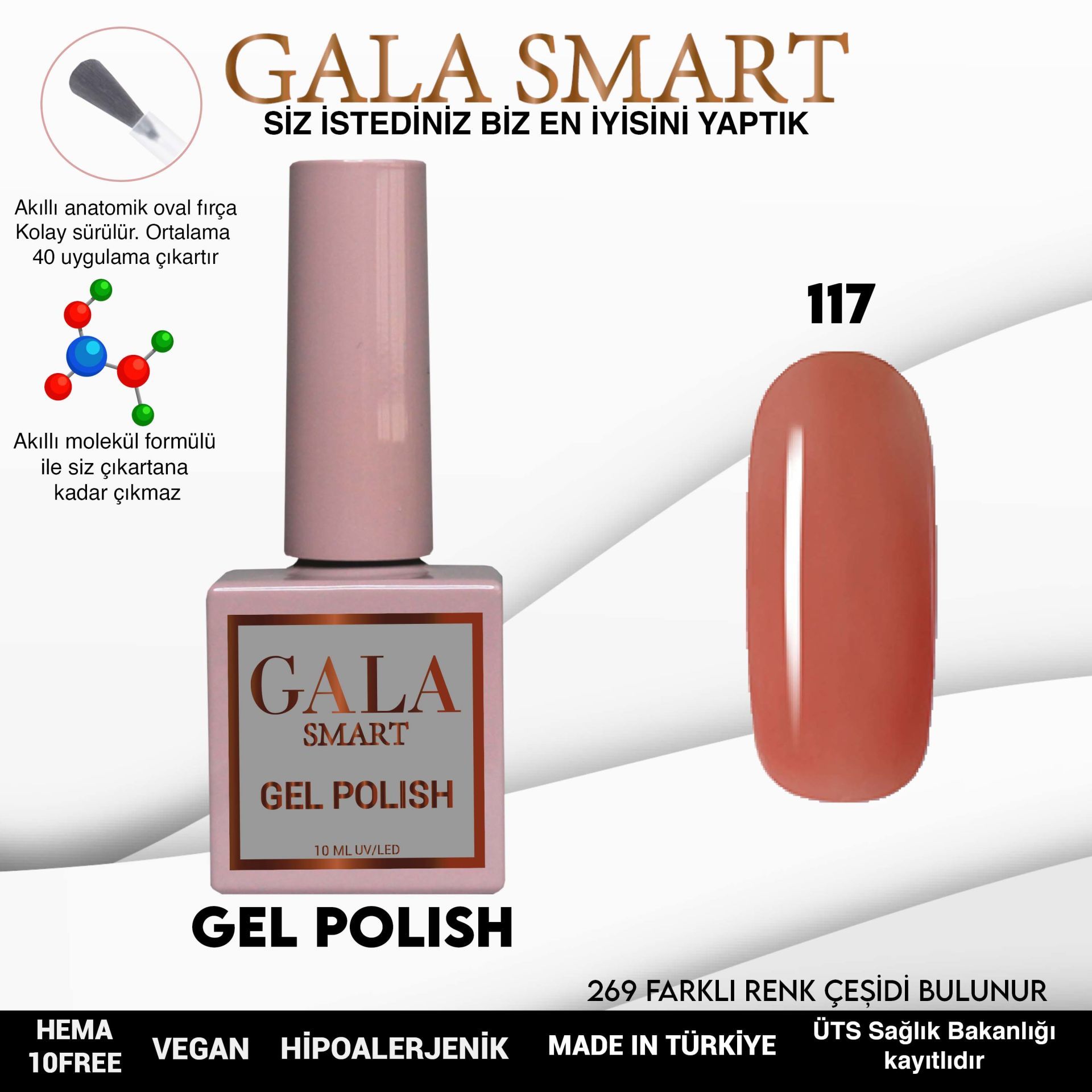 No: 117 Gala Smart Classic Seri Kalıcı Oje 10 ml