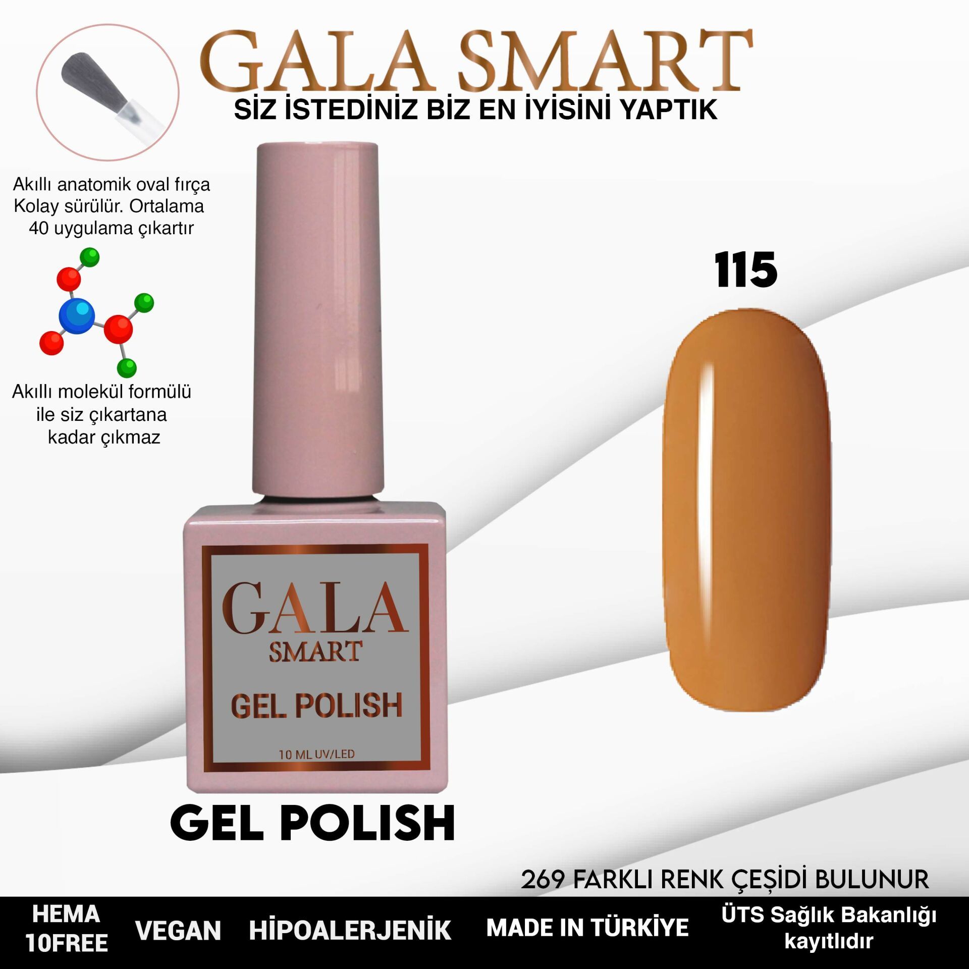 No: 115 Gala Smart Classic Seri Kalıcı Oje 10 ml