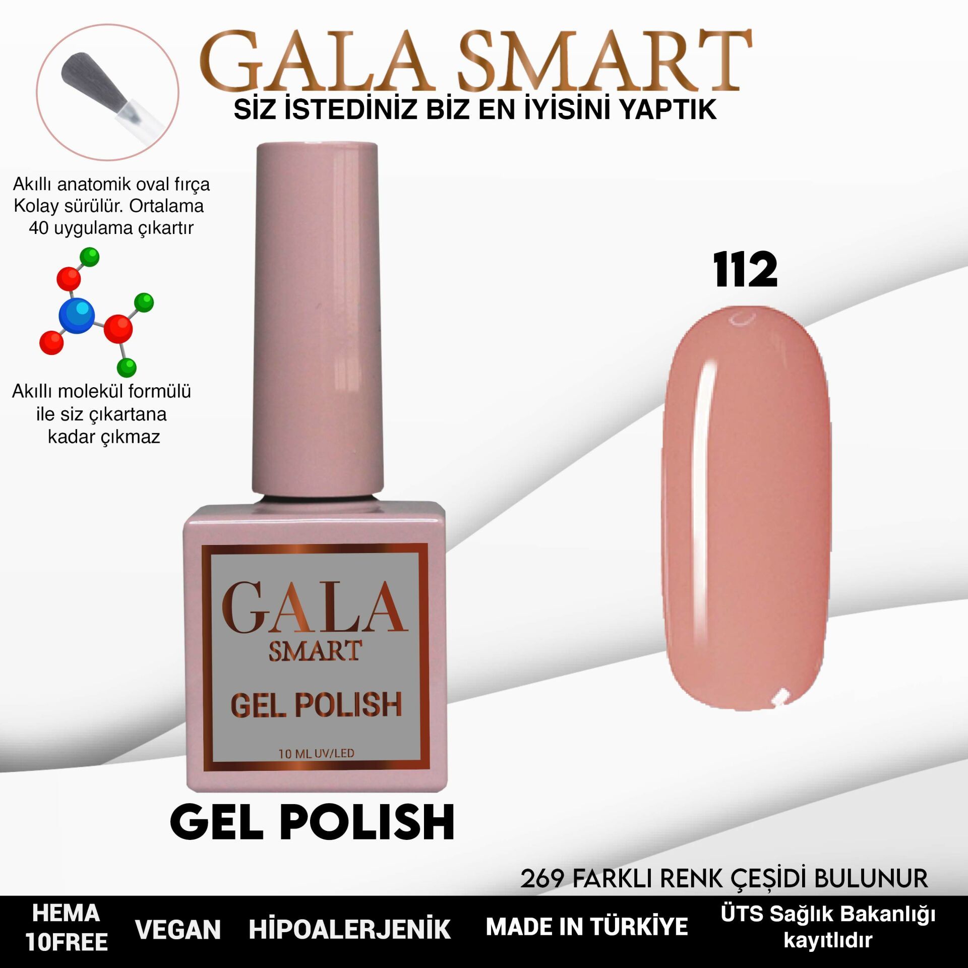 No: 112 Gala Smart Classic Seri Kalıcı Oje 10 ml