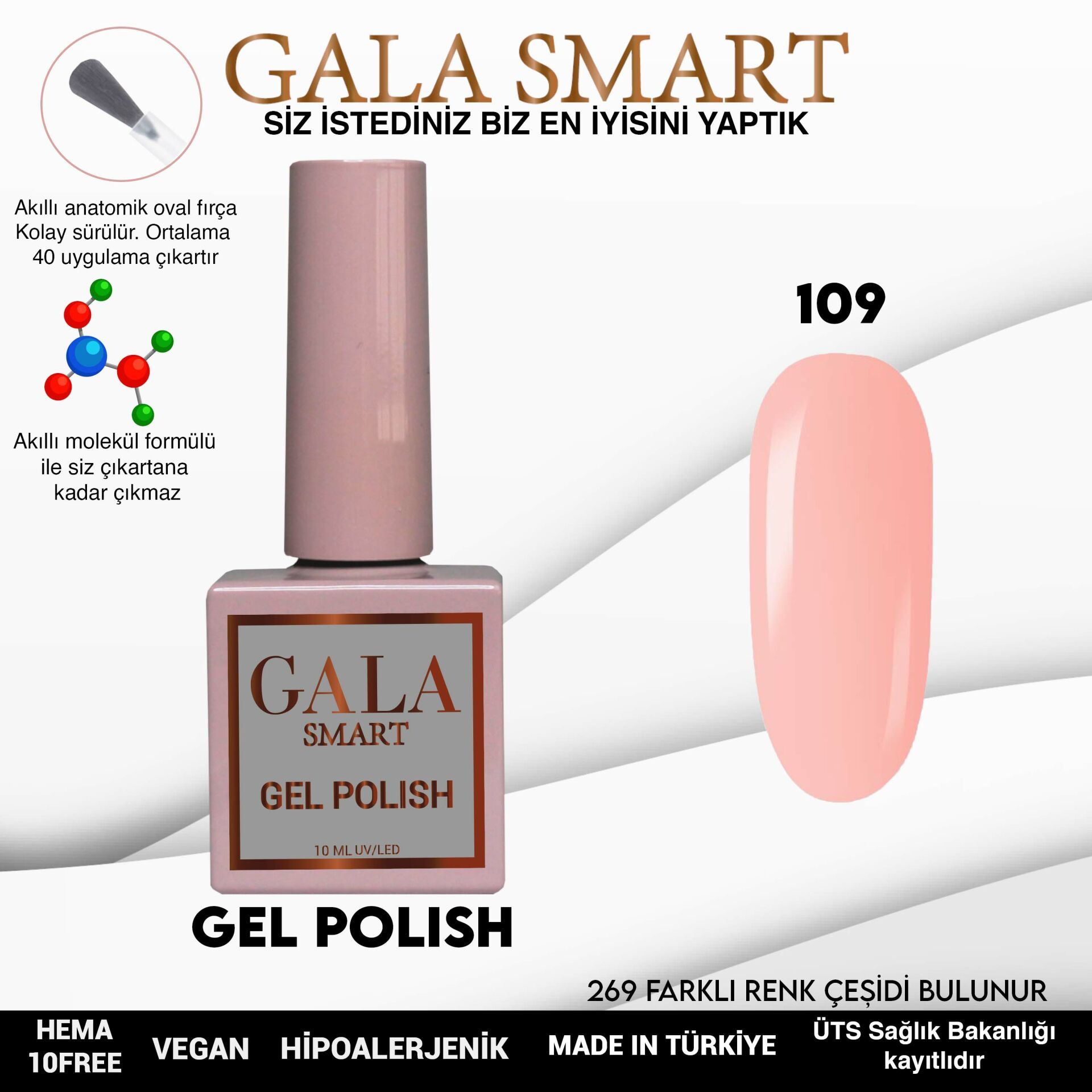 No: 109 Gala Smart Classic Seri Kalıcı Oje 10 ml