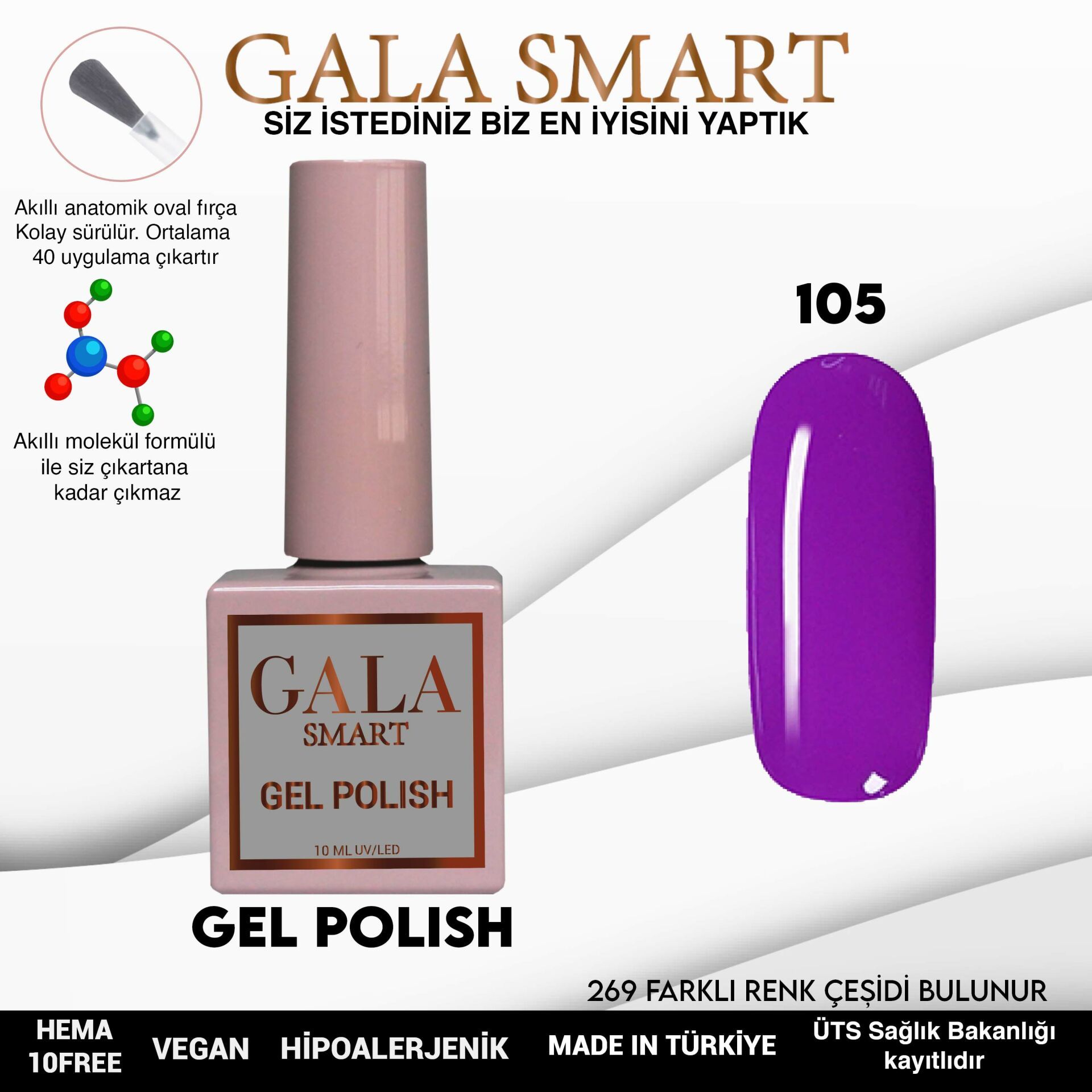 No: 105 Gala Smart Classic Seri Kalıcı Oje 10 ml