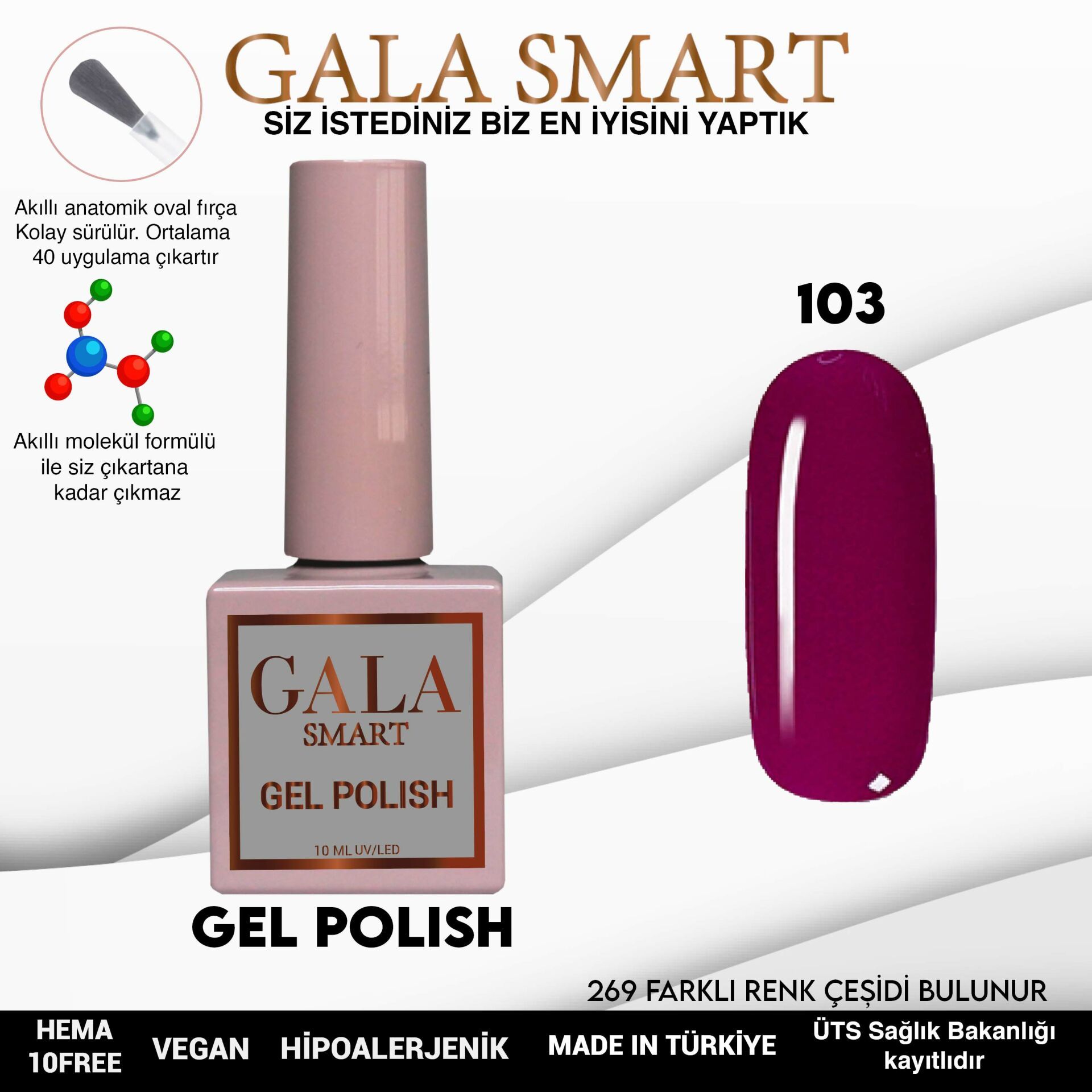 No: 103 Gala Smart Classic Seri Kalıcı Oje 10 ml