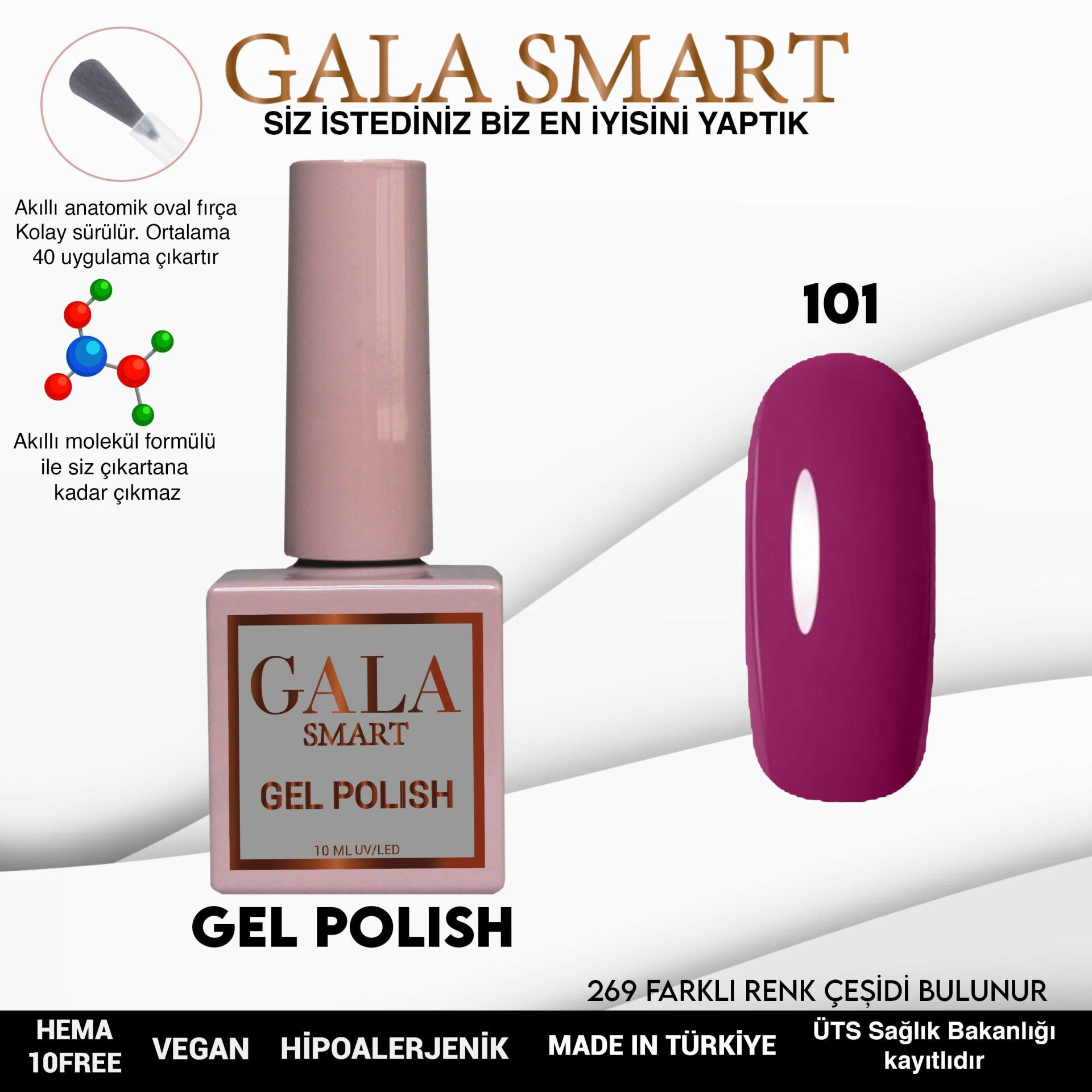 No: 101 Gala Smart Classic Seri Kalıcı Oje 10 ml