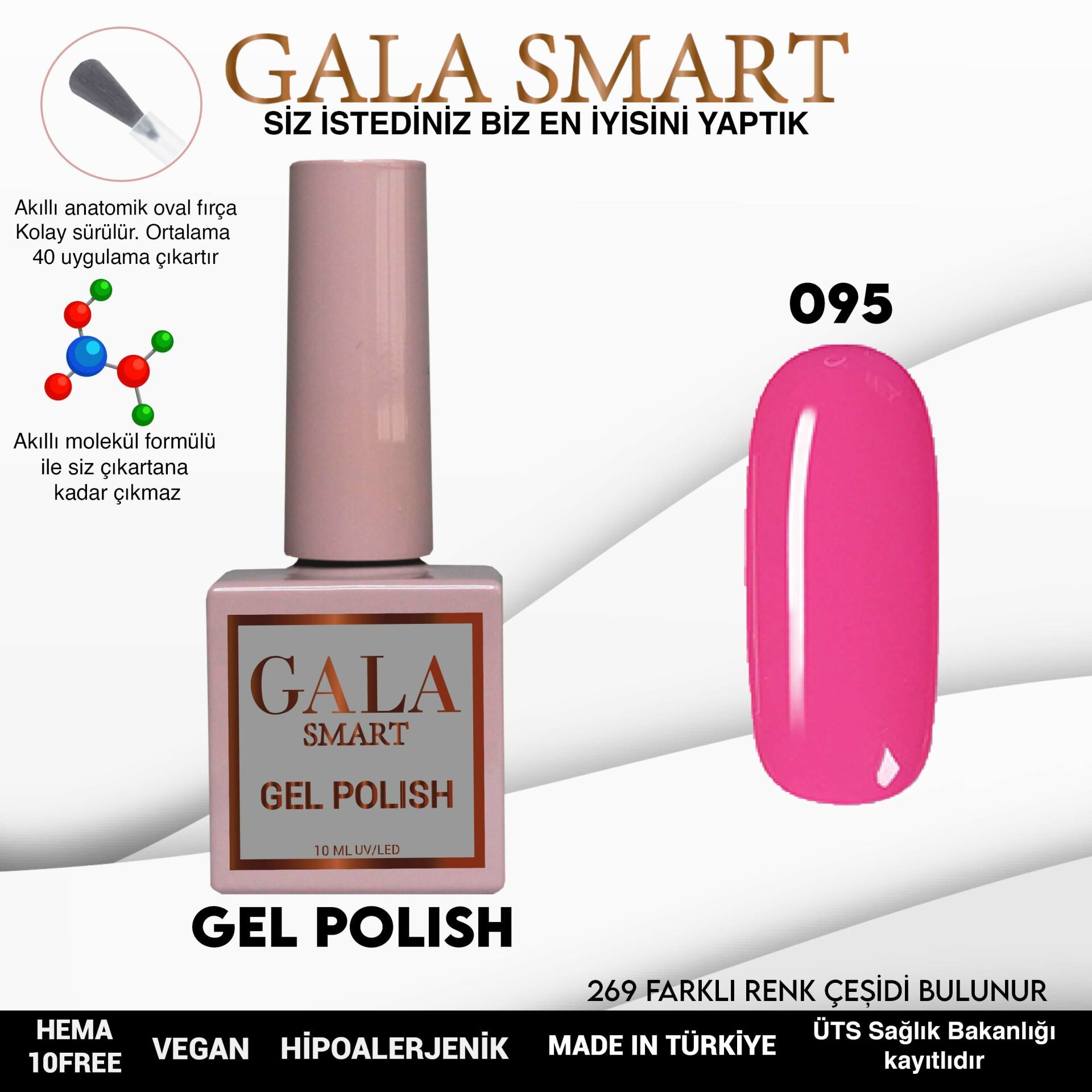 No: 095 Gala Smart Classic Seri Kalıcı Oje 10 ml