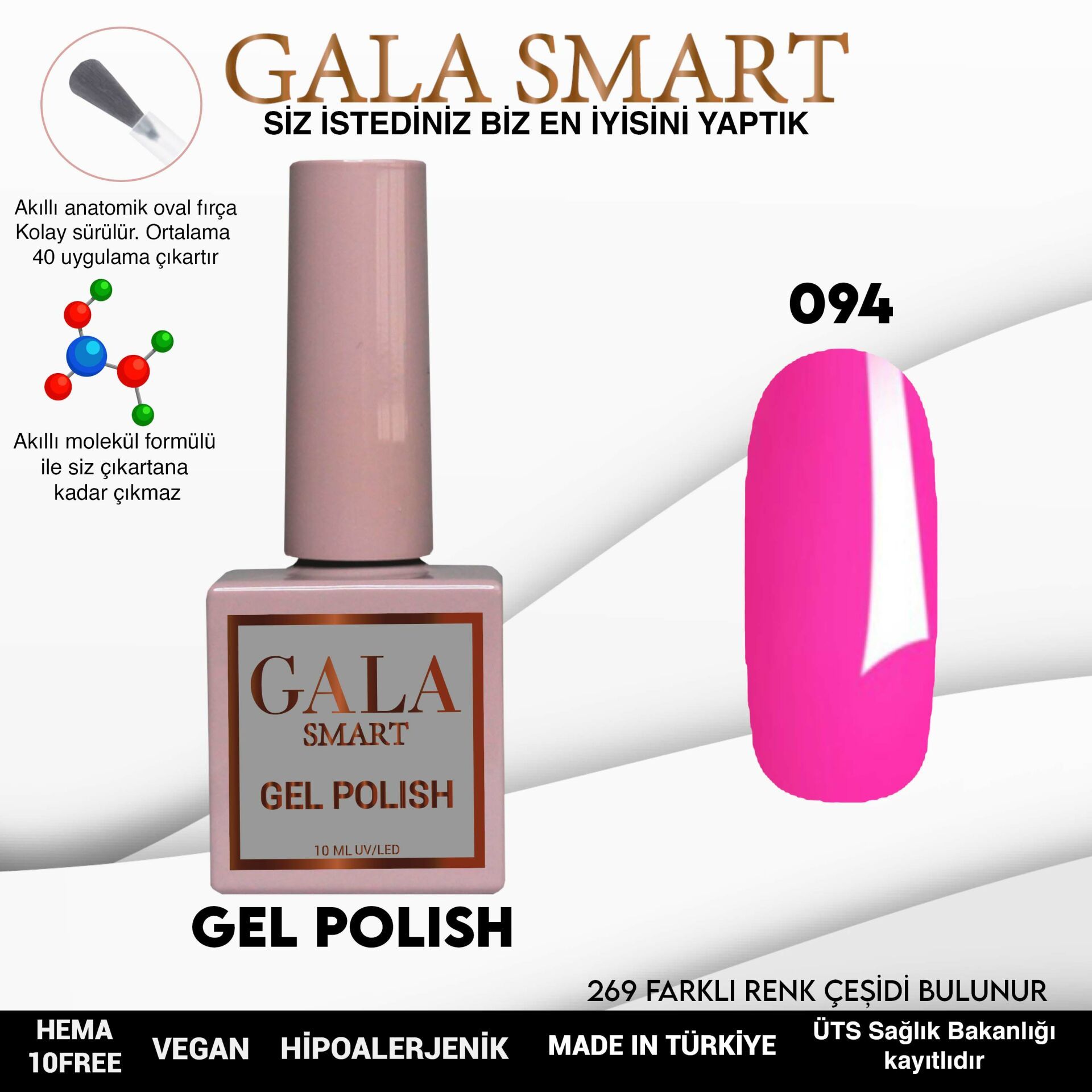 No: 094 Gala Smart Classic Seri Kalıcı Oje 10 ml