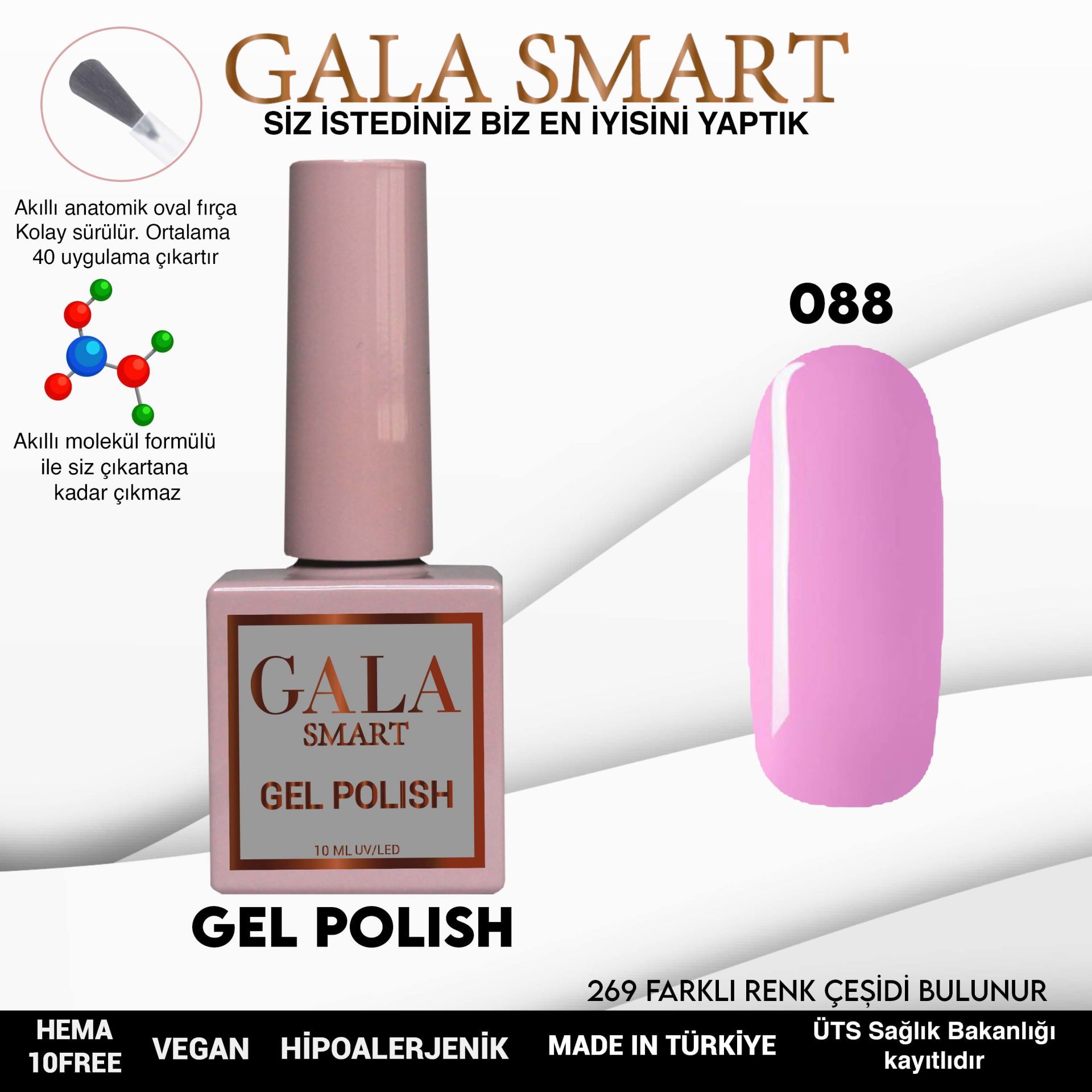 No: 088 Gala Smart Classic Seri Kalıcı Oje 10 ml