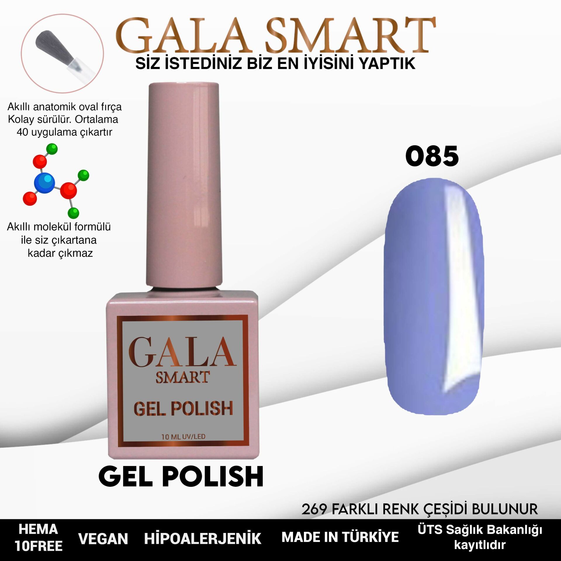 No: 085 Gala Smart Classic Seri Kalıcı Oje 10 ml