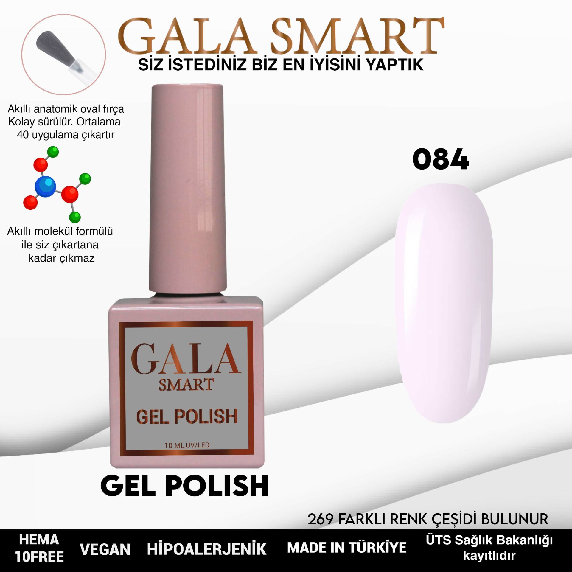 No: 084 Gala Smart Classic Seri Kalıcı Oje 10 ml