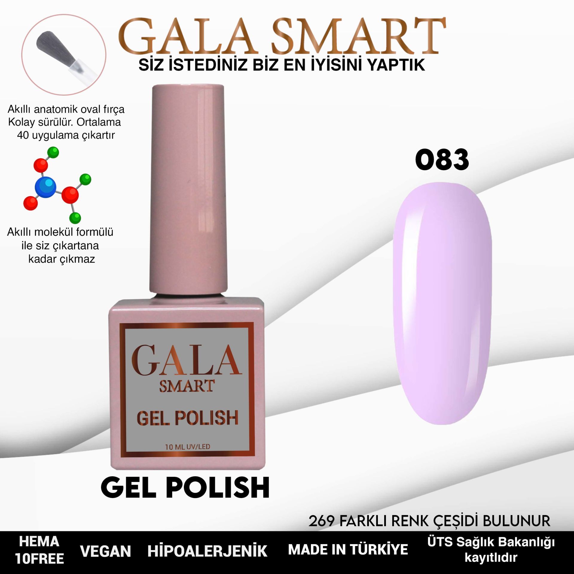 No: 083 Gala Smart Classic Seri Kalıcı Oje 10 ml