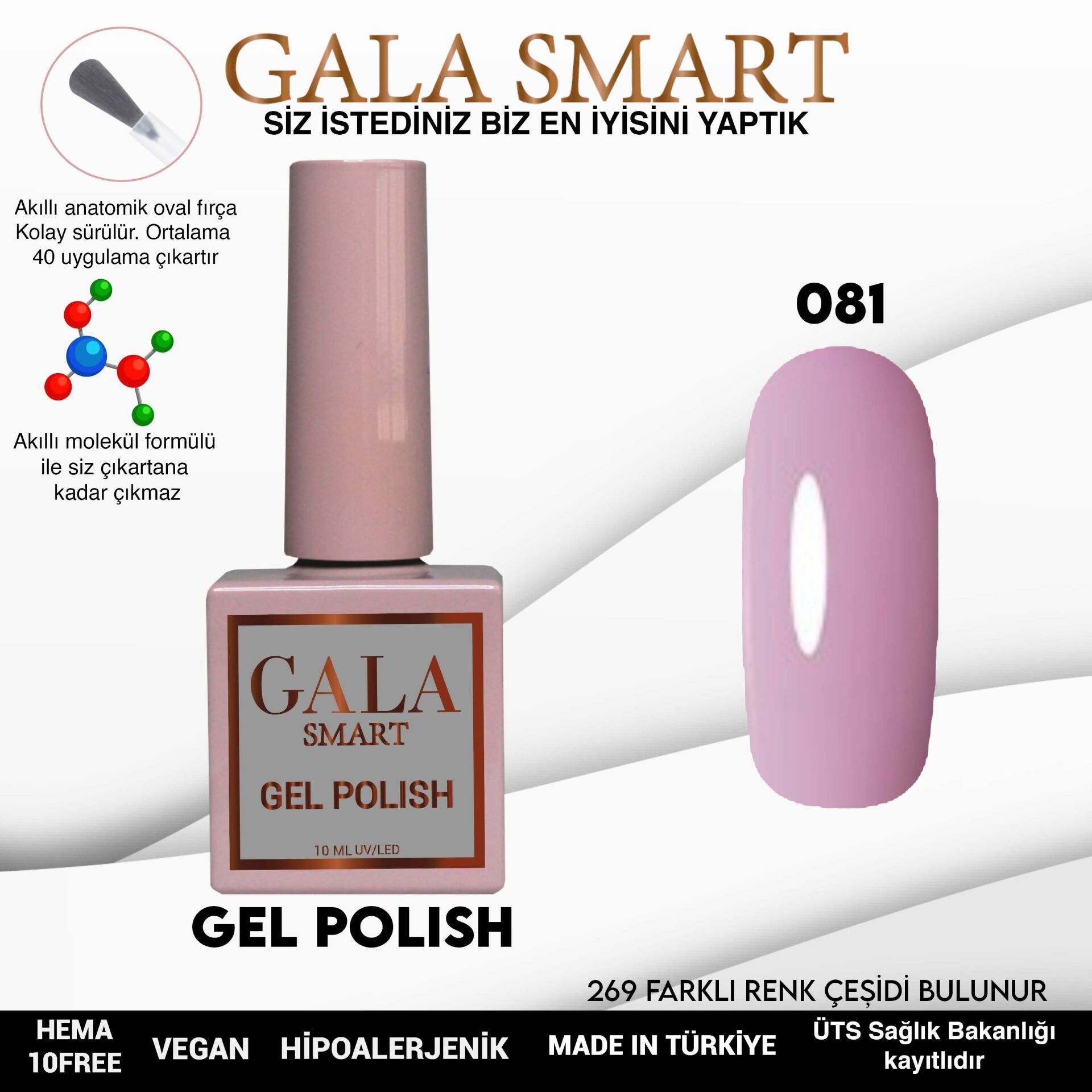 No: 081 Gala Smart Classic Seri Kalıcı Oje 10 ml