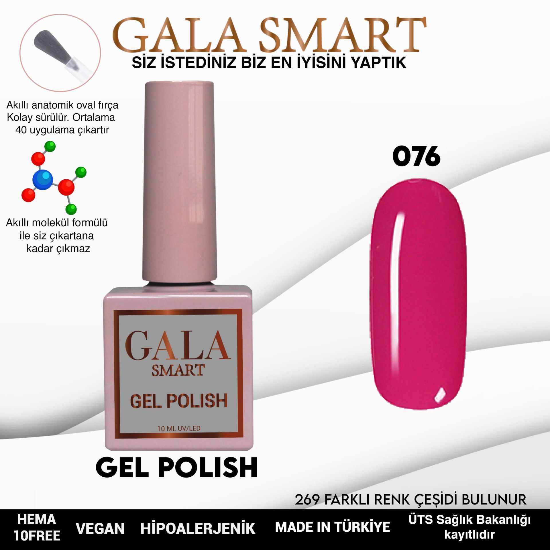 No: 076 Gala Smart Classic Seri Kalıcı Oje 10 ml