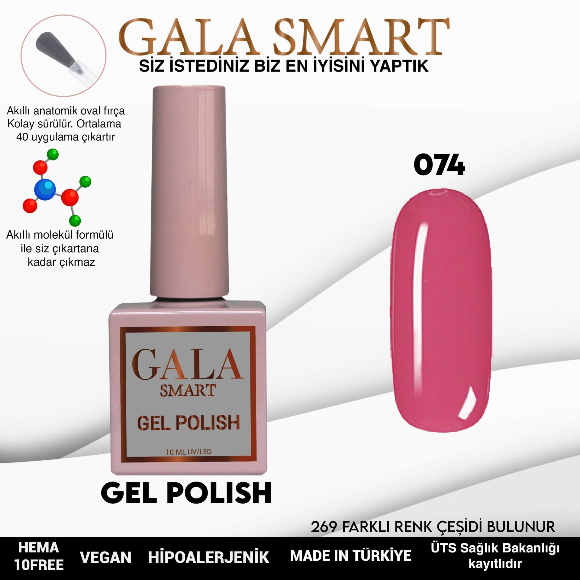 No: 074 Gala Smart Classic Seri Kalıcı Oje 10 ml