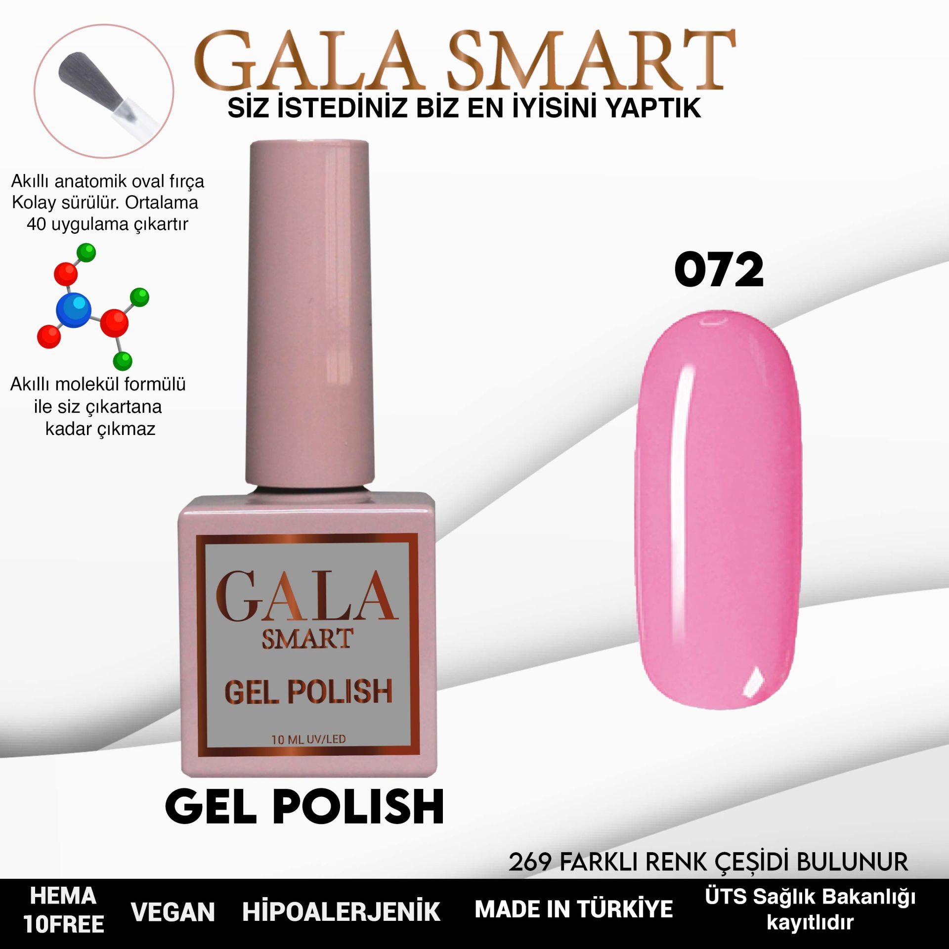 No: 072 Gala Smart Classic Seri Kalıcı Oje 10 ml