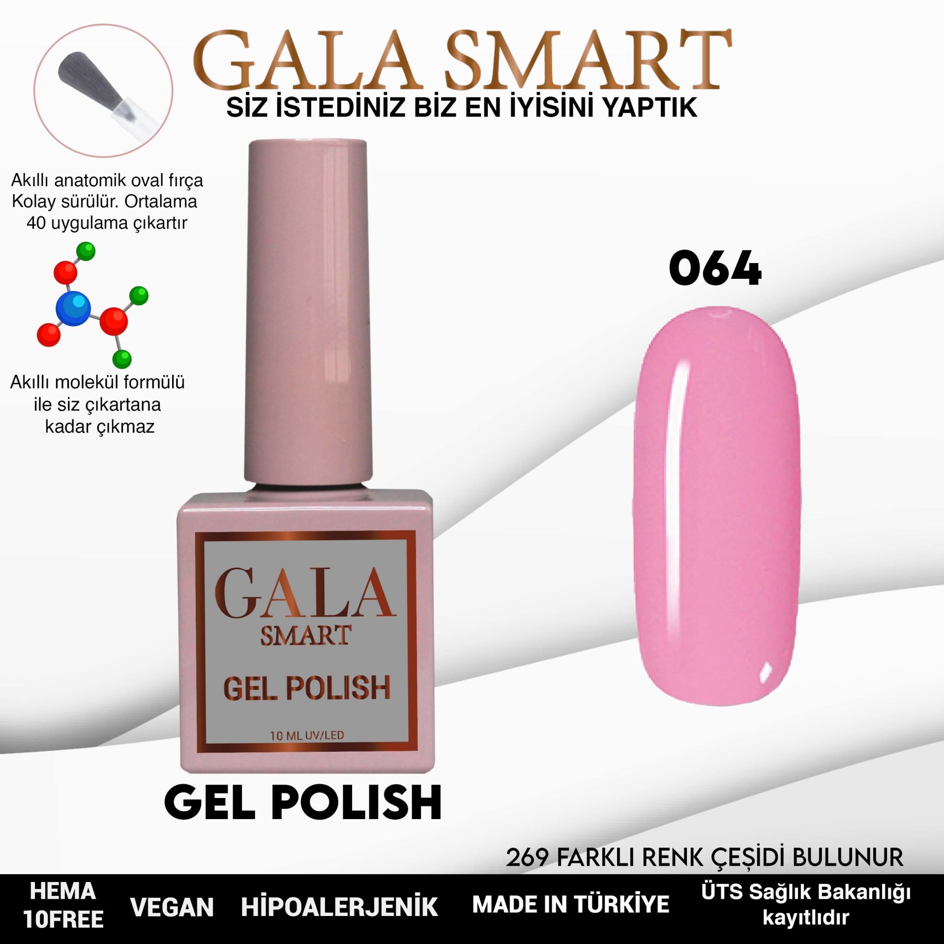 No: 064 Gala Smart Classic Seri Kalıcı Oje 10 ml