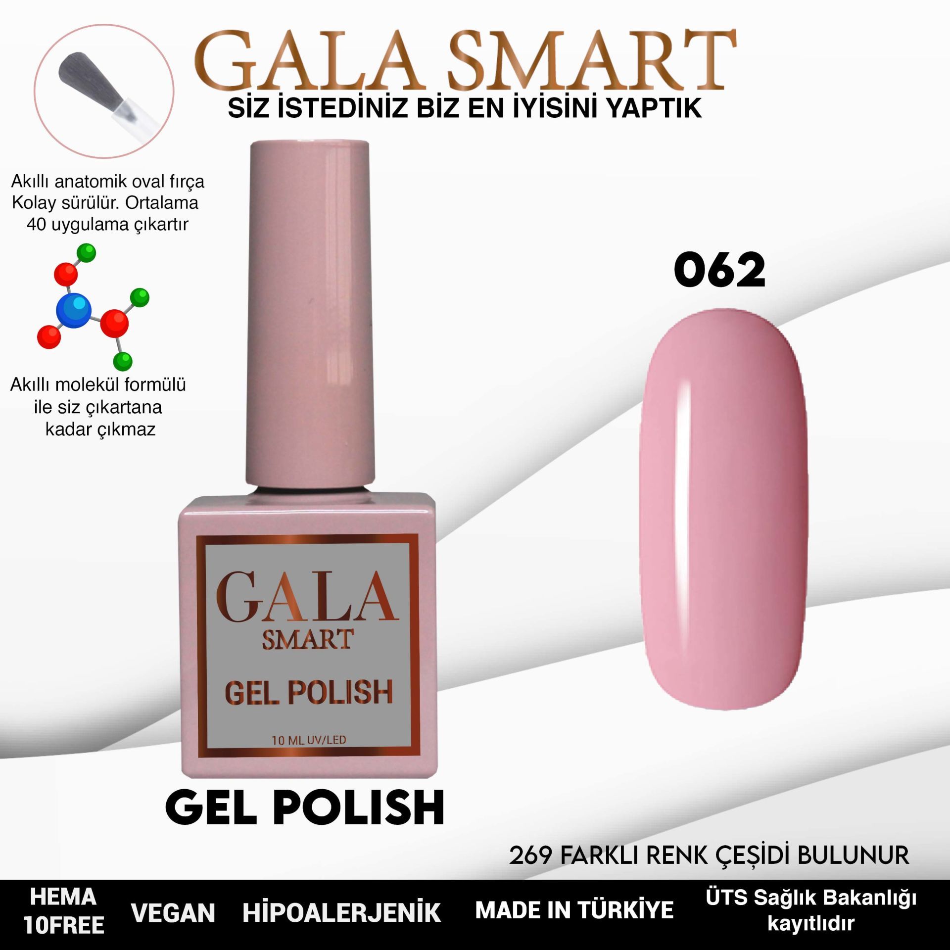 No: 062 Gala Smart Classic Seri Kalıcı Oje 10 ml