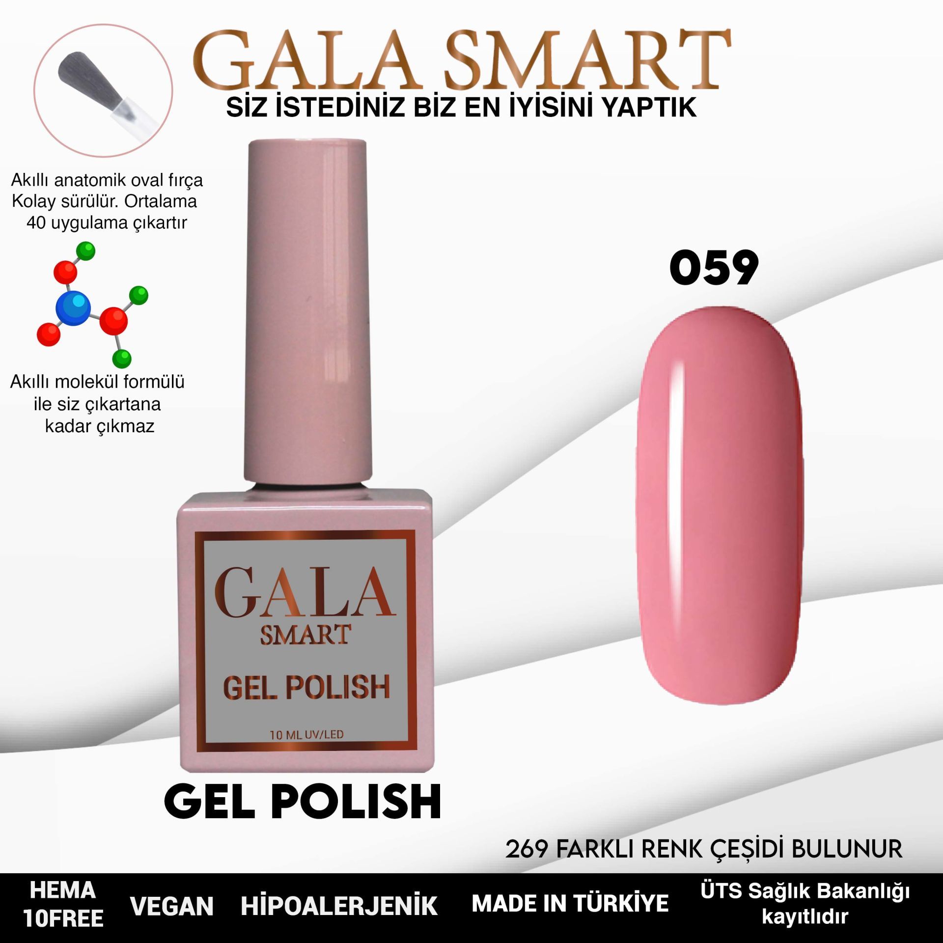 No: 059 Gala Smart Classic Seri Kalıcı Oje 10 ml