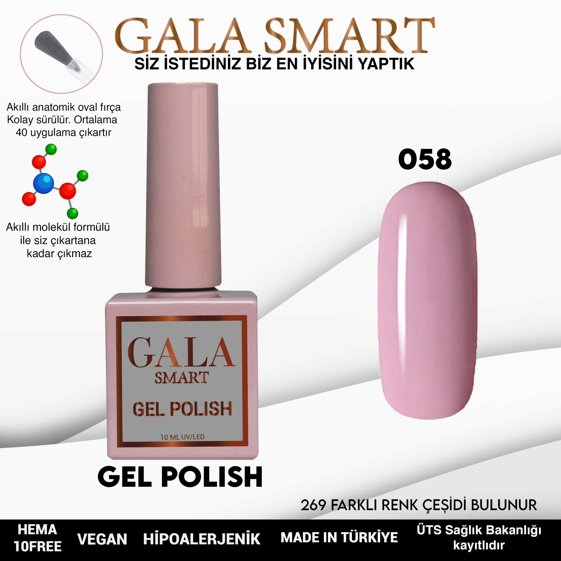 No: 058 Gala Smart Classic Seri Kalıcı Oje 10 ml