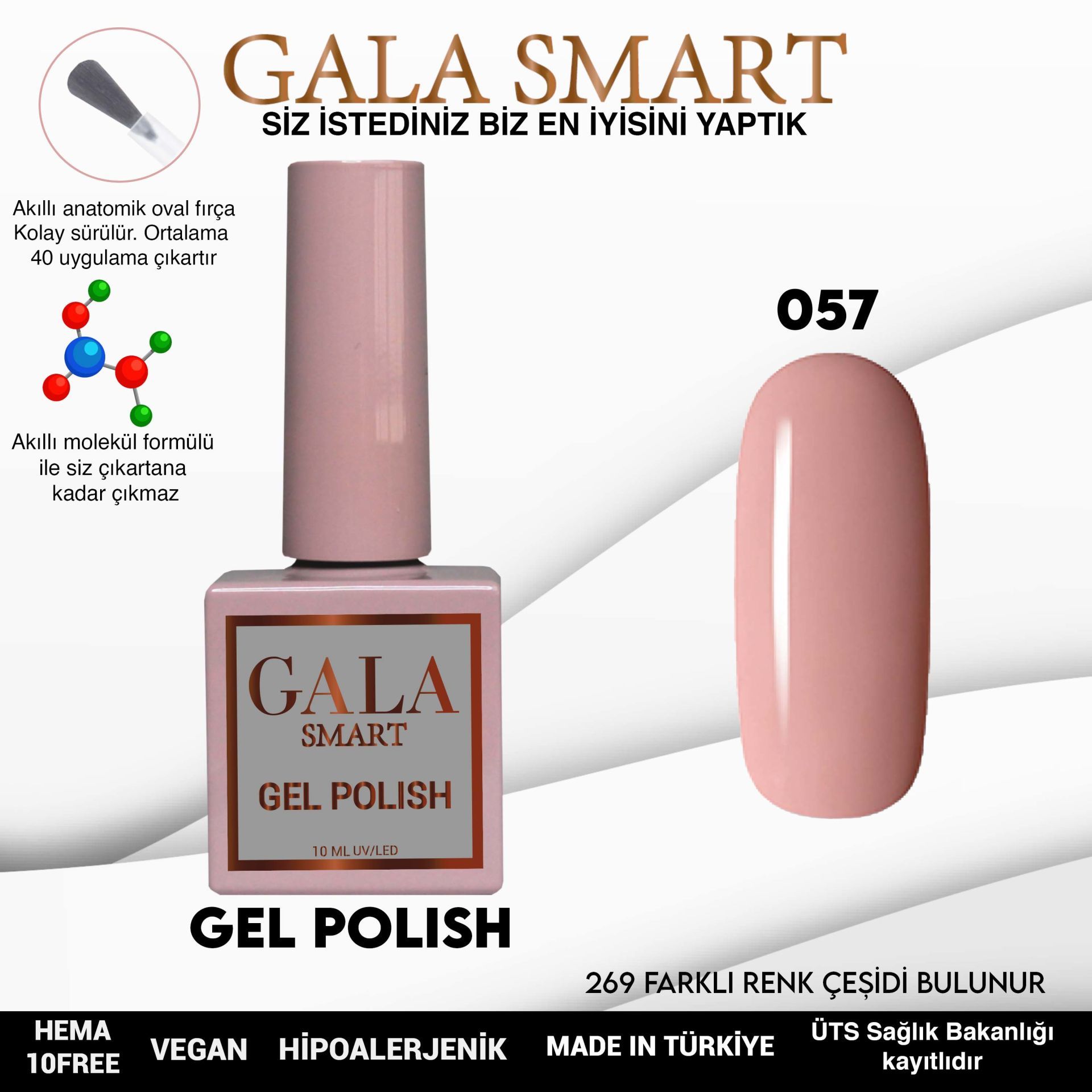 No: 057 Gala Smart Classic Seri Kalıcı Oje 10 ml