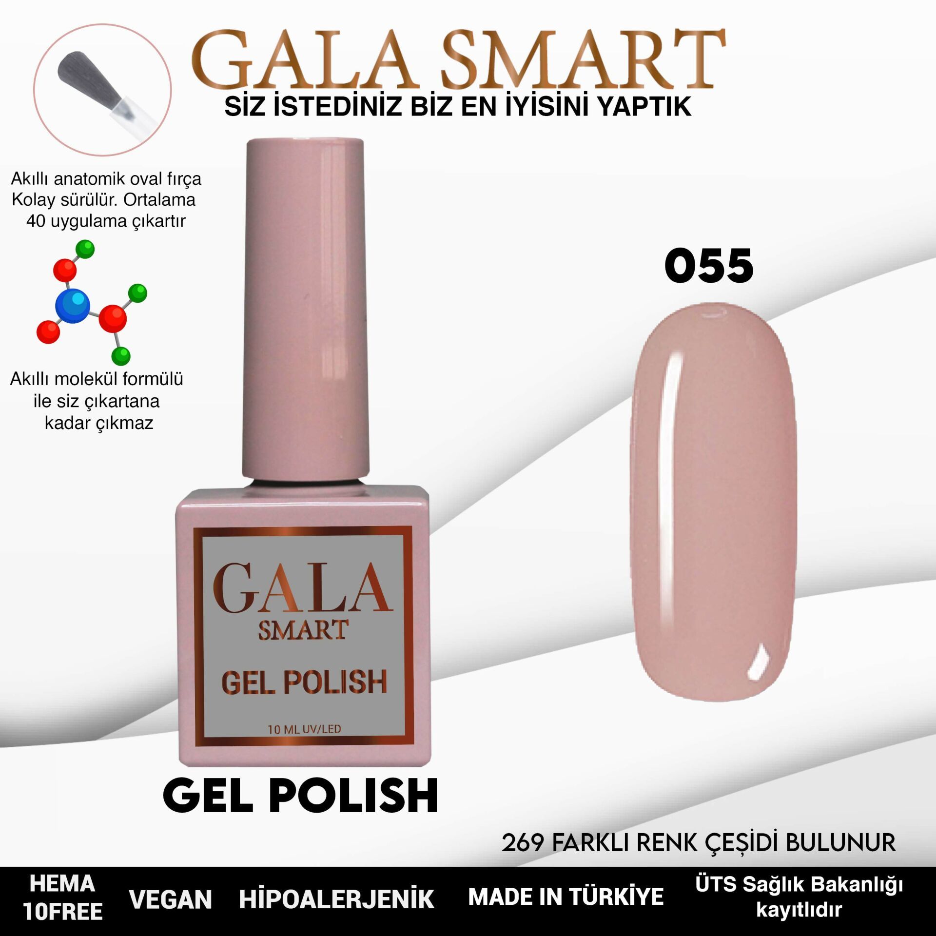 No: 055 Gala Smart Classic Seri Kalıcı Oje 10 ml