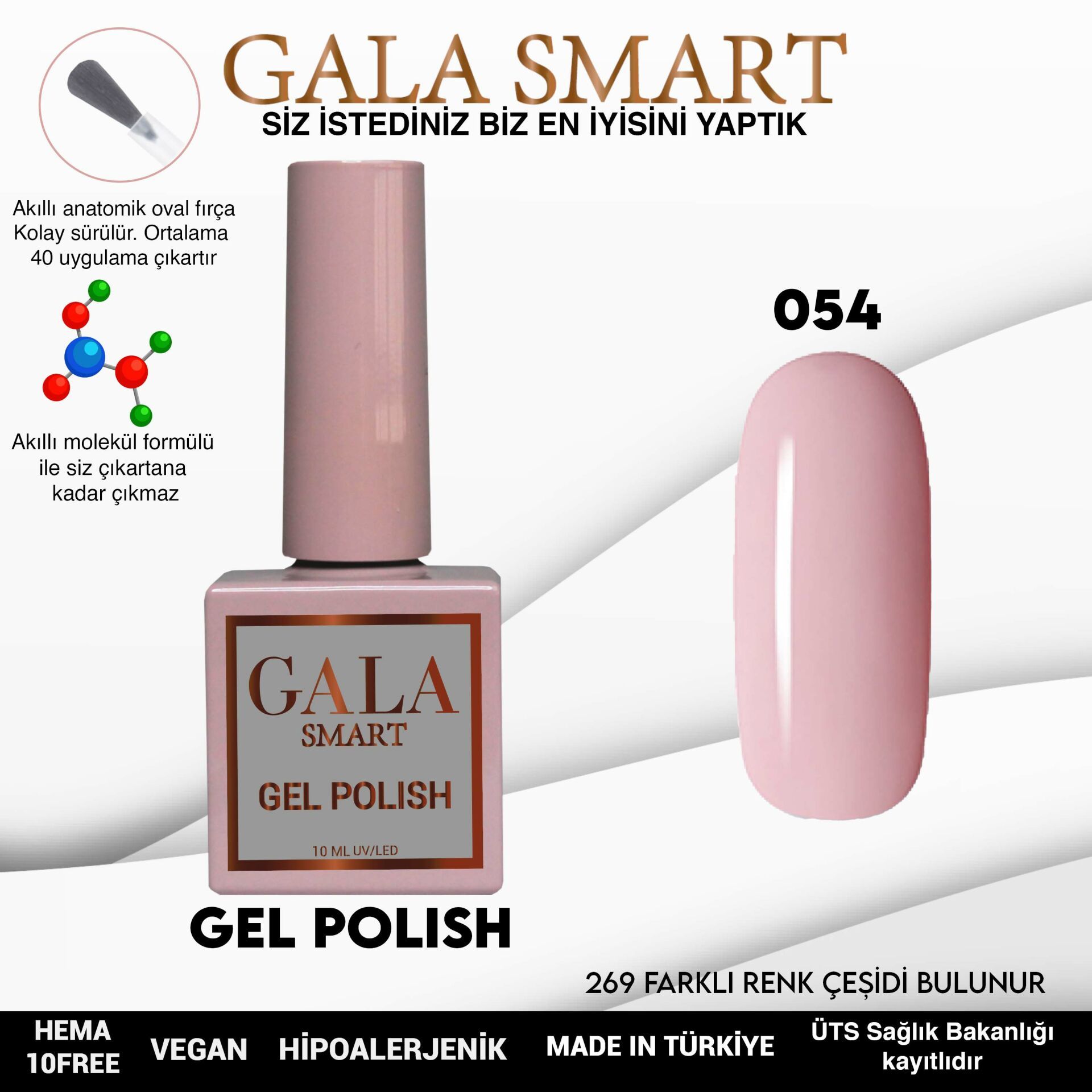 No: 054 Gala Smart Classic Seri Kalıcı Oje 10 ml