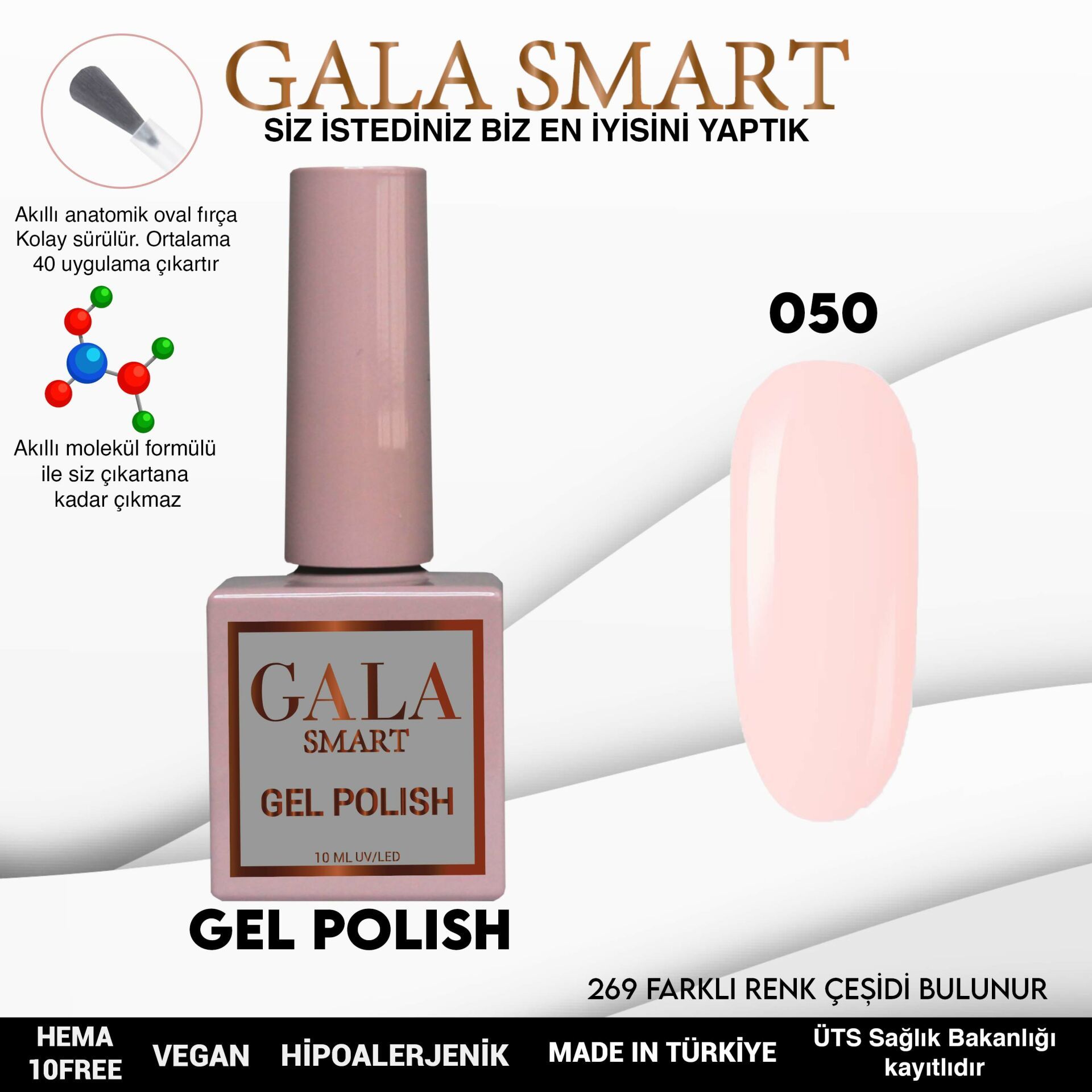 No: 050 Gala Smart Classic Seri Kalıcı Oje 10 ml