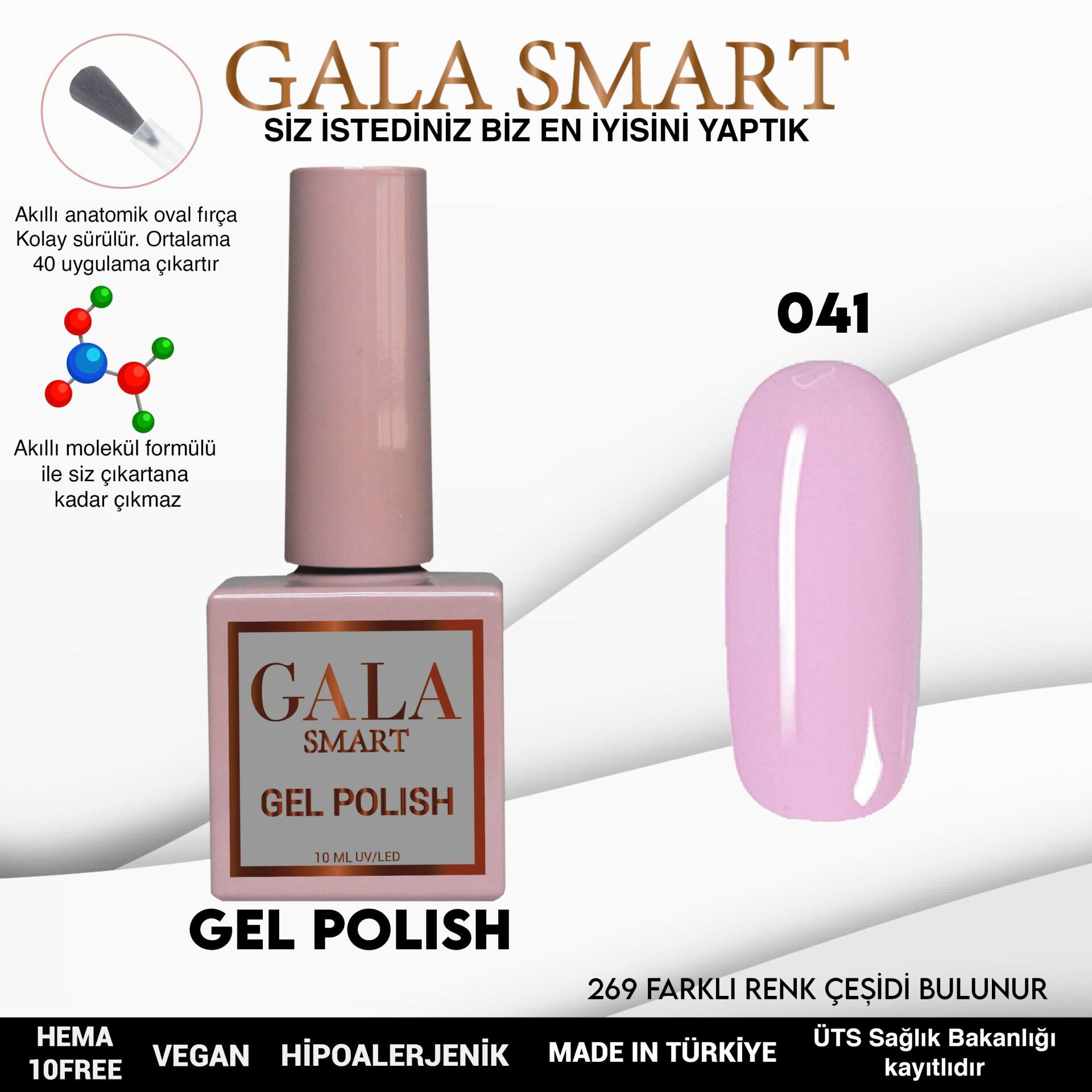 No: 041 Gala Smart Classic Seri Kalıcı Oje 10 ml