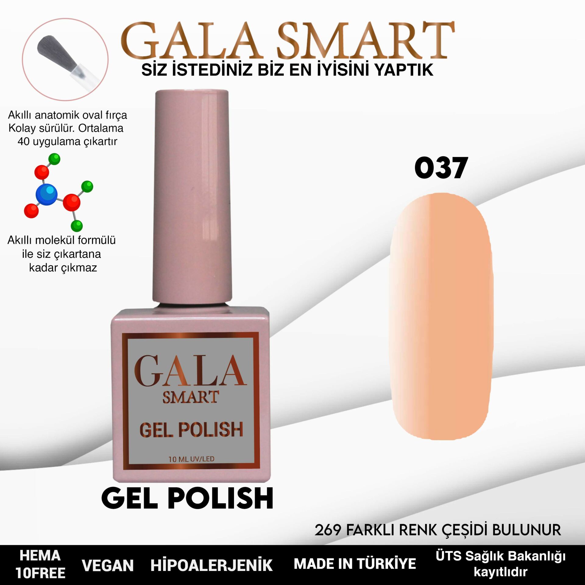 No: 037 Gala Smart Classic Seri Kalıcı Oje 10 ml