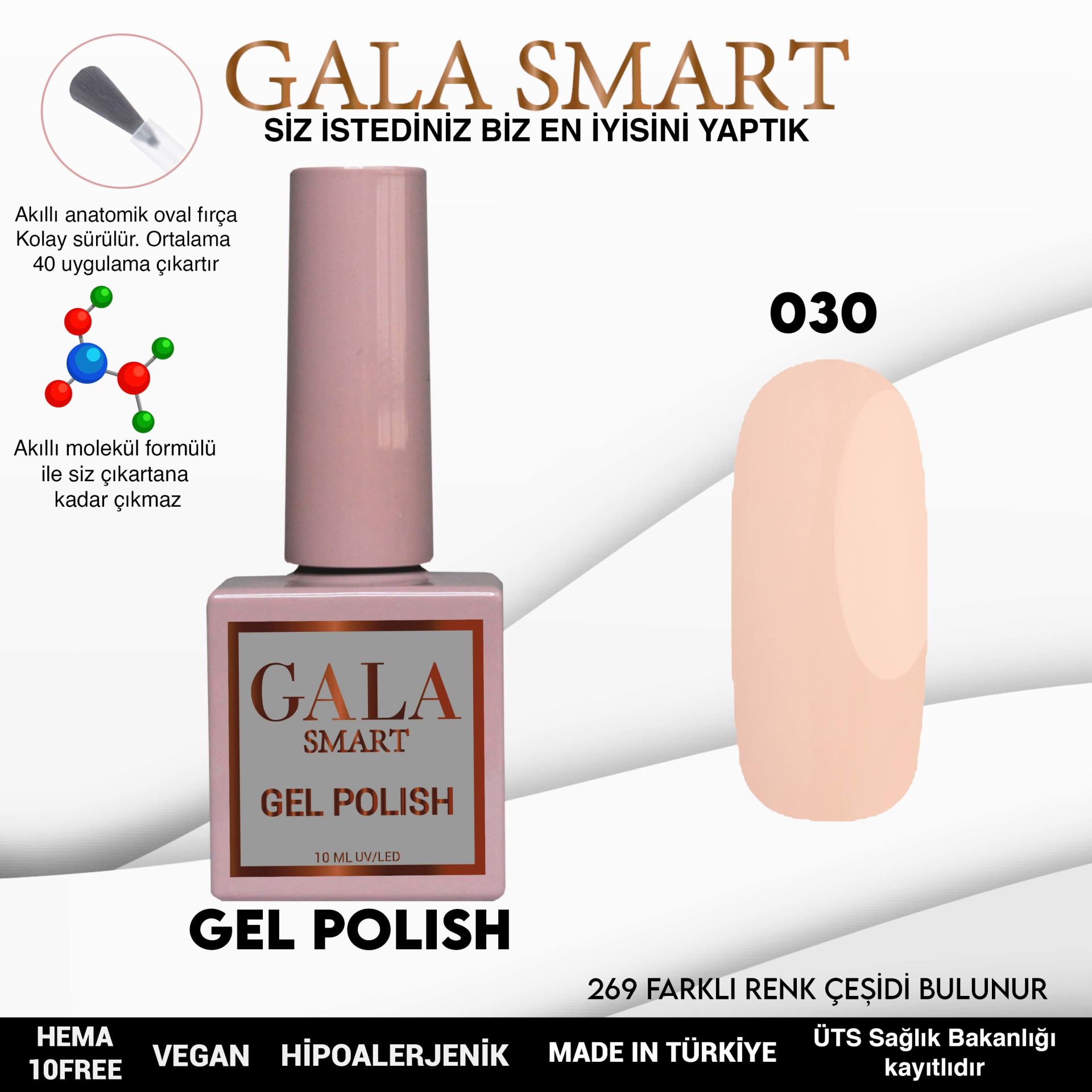 No: 030 Gala Smart Classic Seri Kalıcı Oje 10 ml