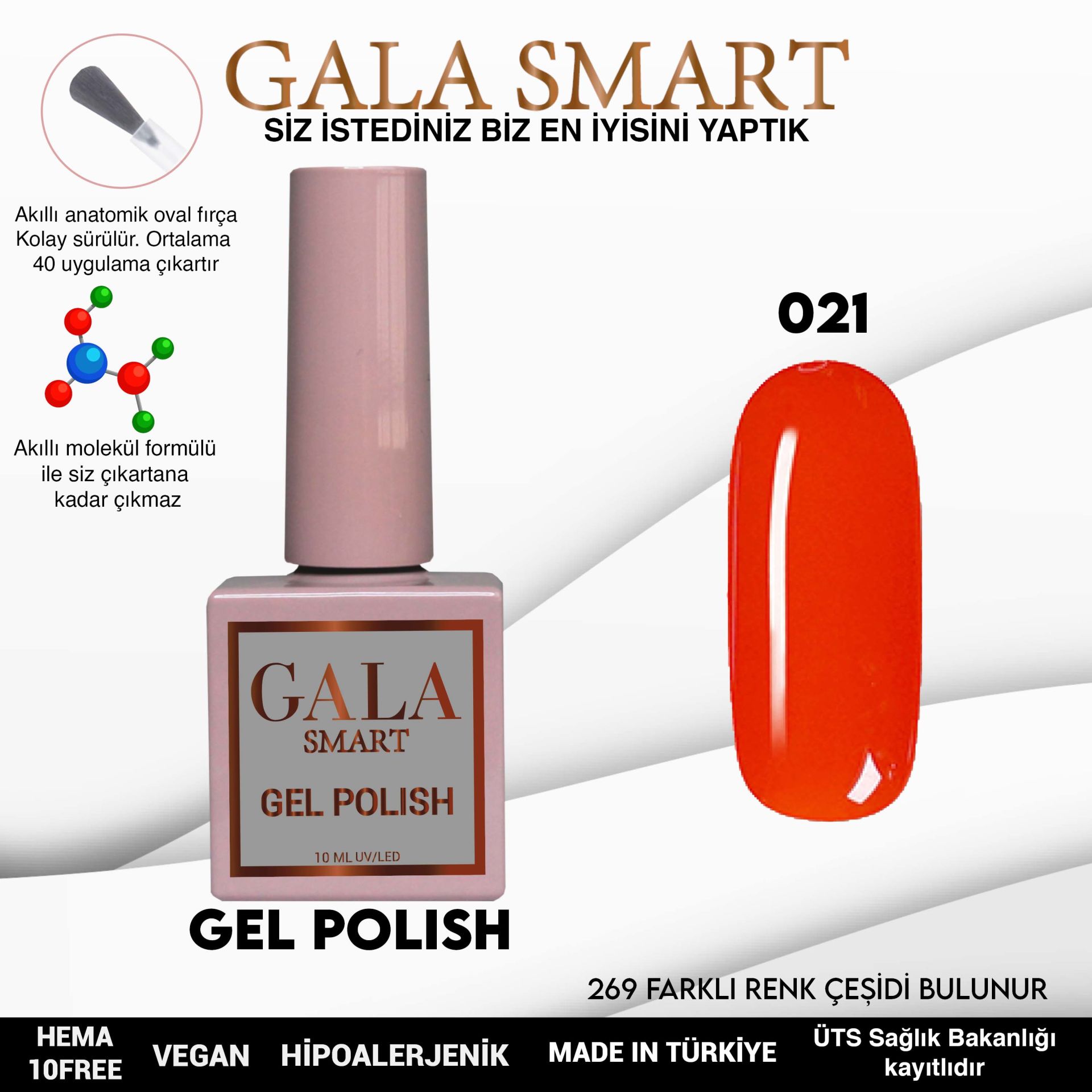 No: 021 Gala Smart Classic Seri Kalıcı Oje 10 ml