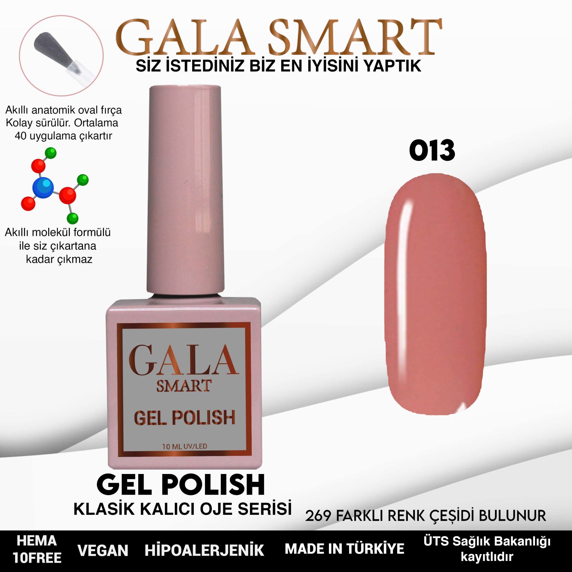 No: 013 Gala Smart Classic Seri Kalıcı Oje 10 ml