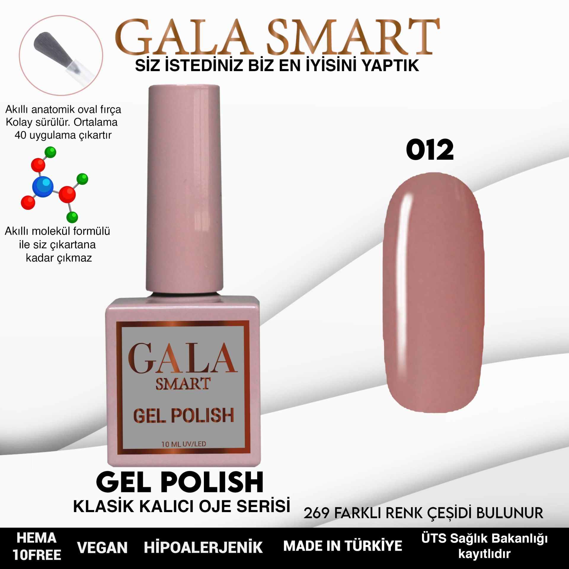 No: 012 Gala Smart Classic Seri Kalıcı Oje 10 ml