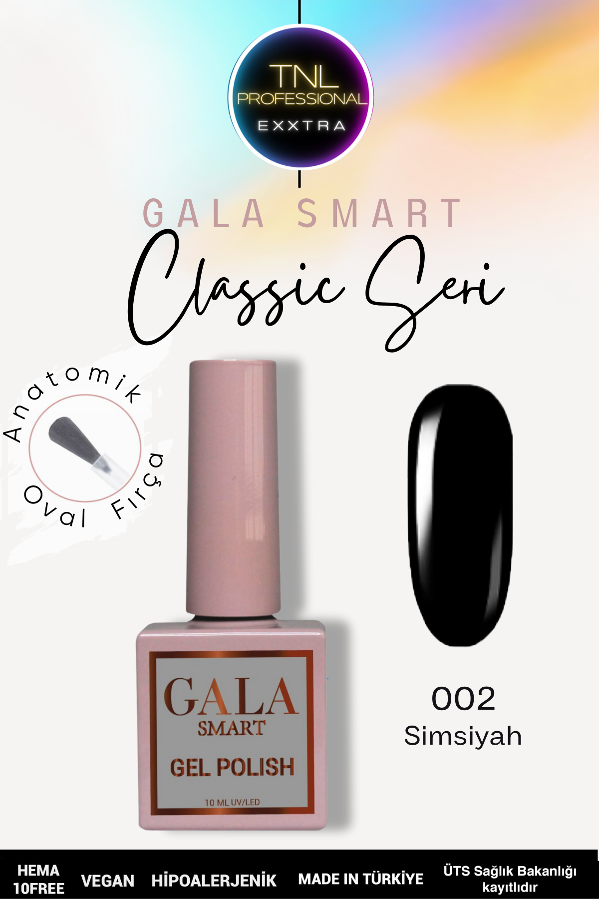 No:002 Siyah Gala Smart Classic Seri Kalıcı Oje 10 ml