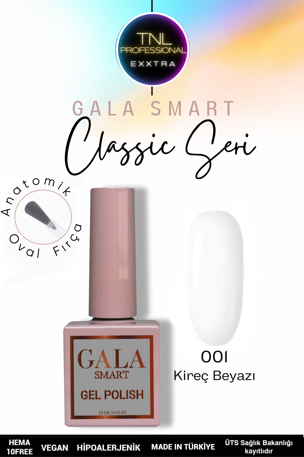 No: 001 Beyaz Gala Smart Classic Seri Kalıcı Oje 10 ml