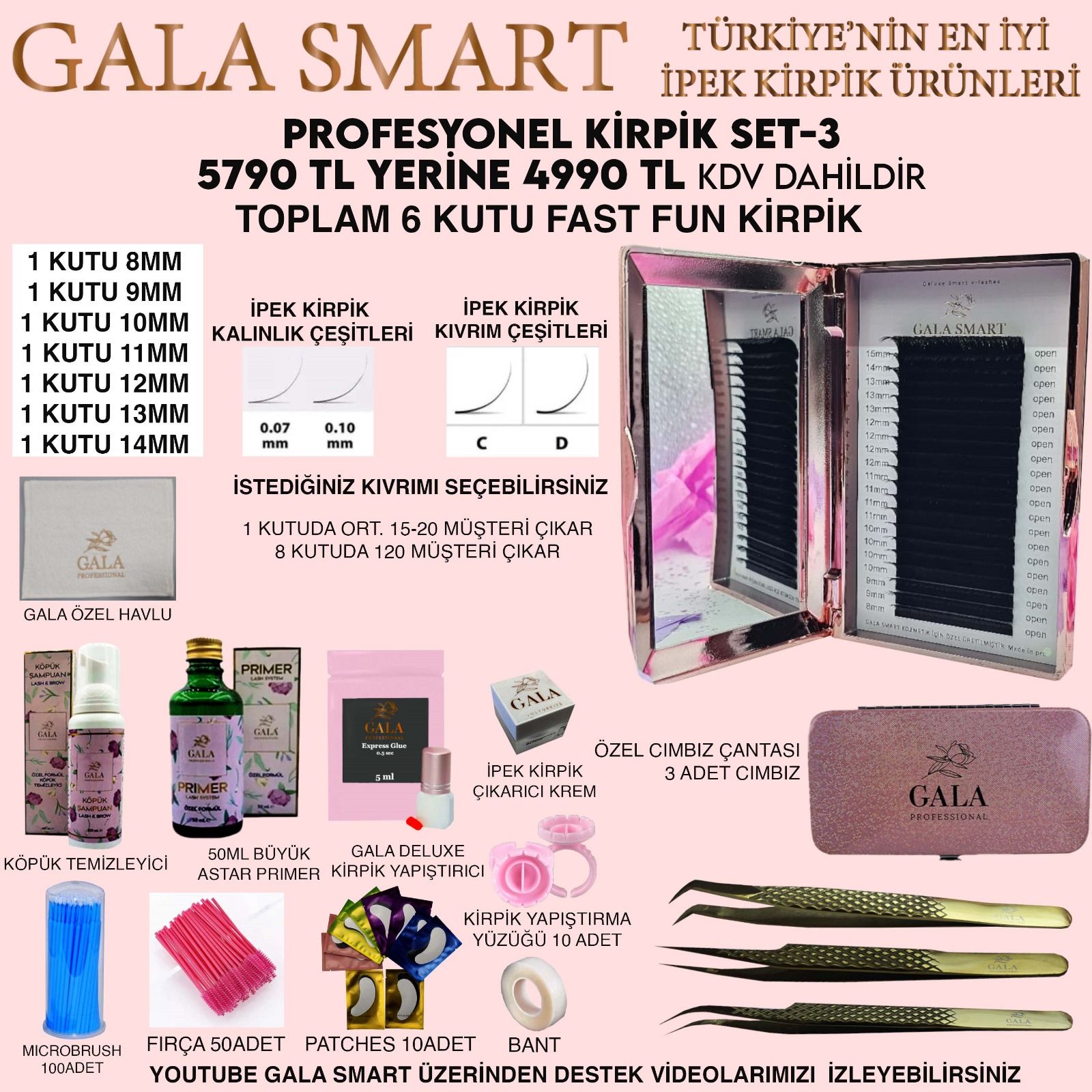 GALA PROFOSYONEL İPEK KİRPİK EKSİKSİZ ÇEK BIRAK (FAST FUN) SET 3