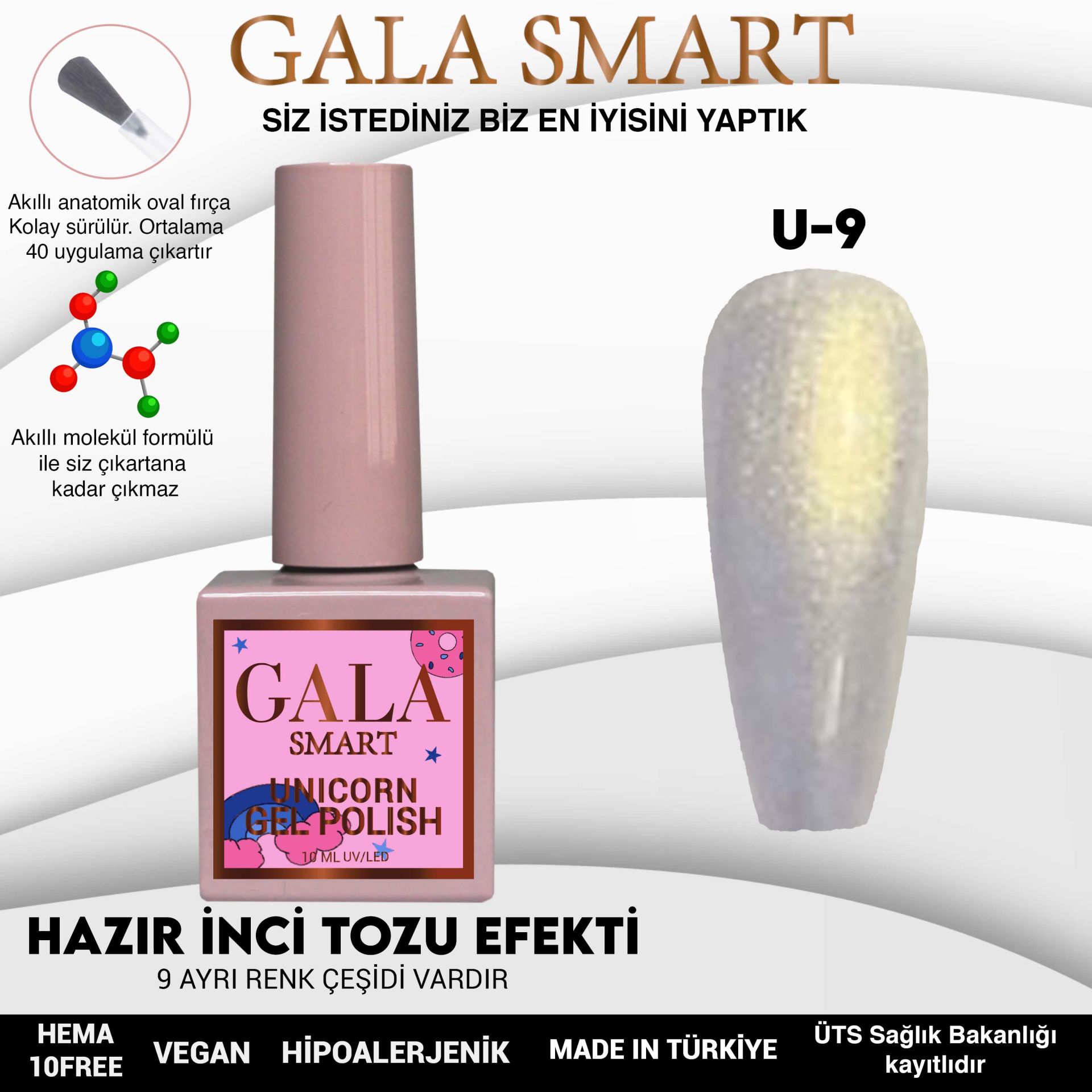 U9 Gala Smart Unicorn Kalıcı Oje 10 ml