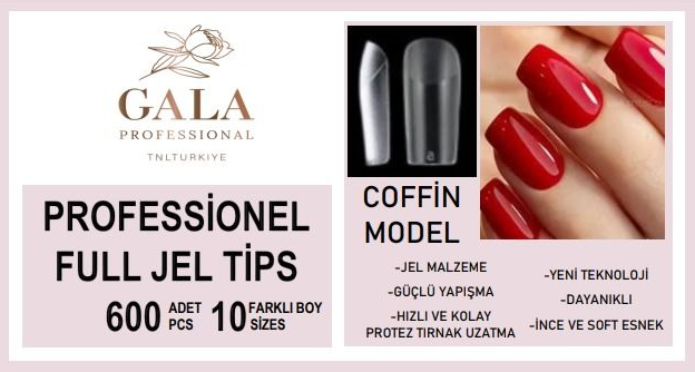 Tnl Professional Tnl Exxtra Gala Full Jel Tips 600 Lü Paket - Coffin Model 10 Farklı BoyTNLEXXTRAJELTIPS