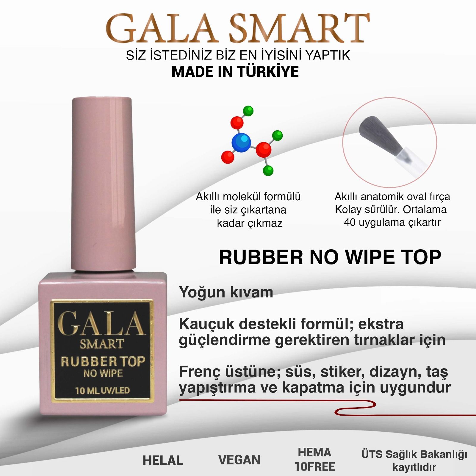 RUBBER TOP NO WIPE 10 ML GALA SMART