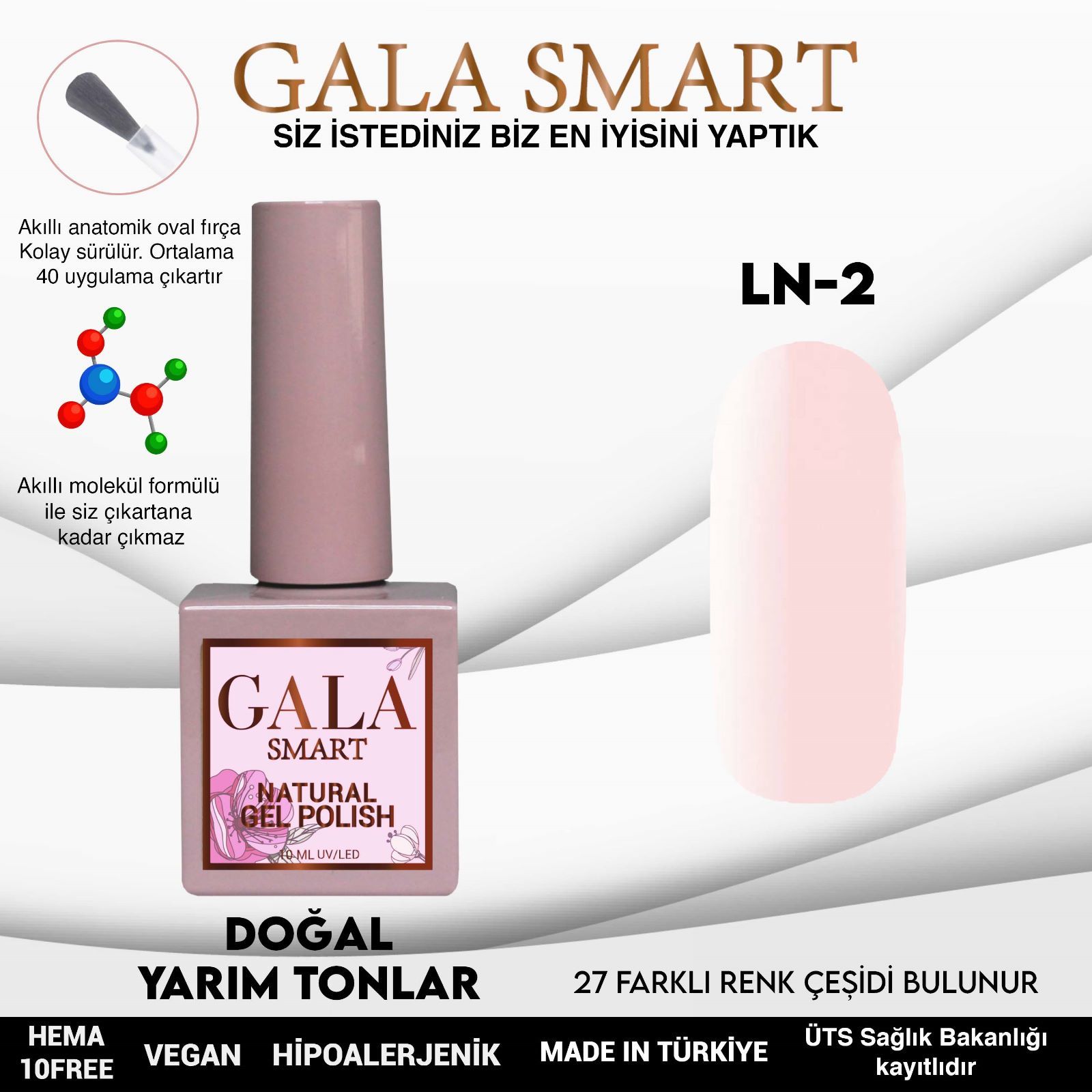 LN-2 NATURAL KALICI OJE GEL POLİSH 10 ML GALA SMART