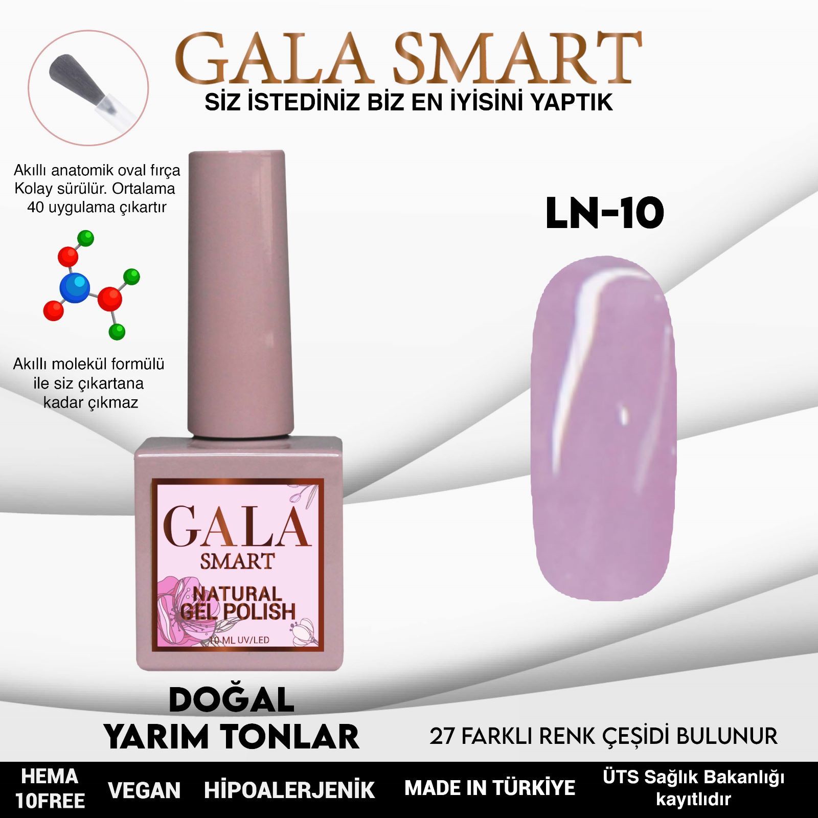 LN-10 NATURAL KALICI OJE GEL POLİSH GALA SMART