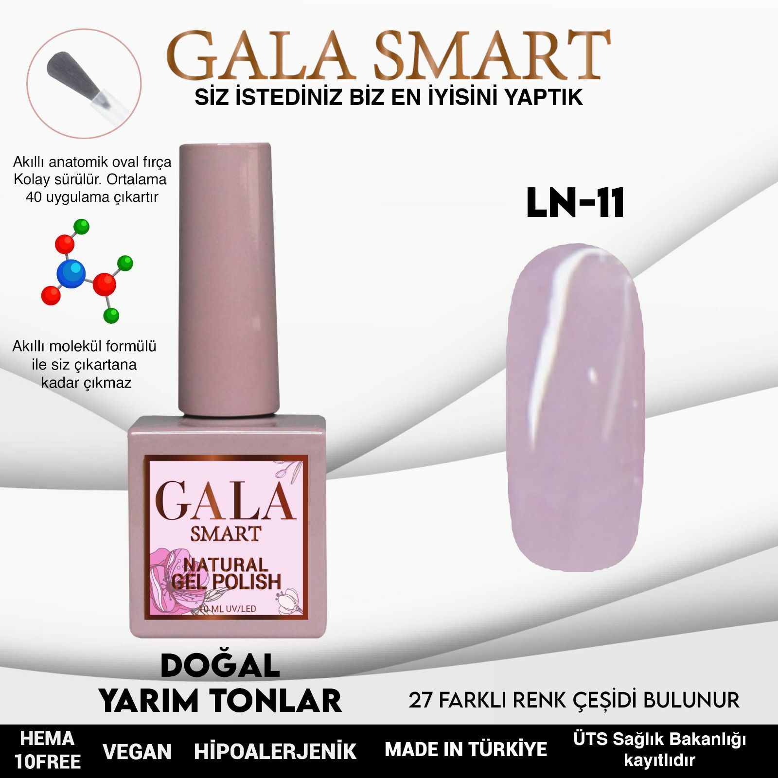 LN-11 NATURAL KALICI OJE GEL POLİSH 10 ML GALA SMART