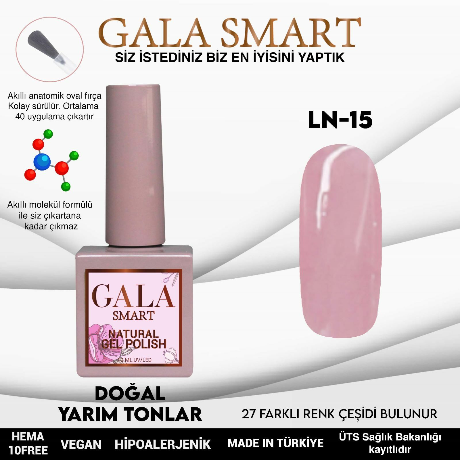 LN-15 NATURAL KALICI OJE GEL POLİSH 10 ML GALA SMART