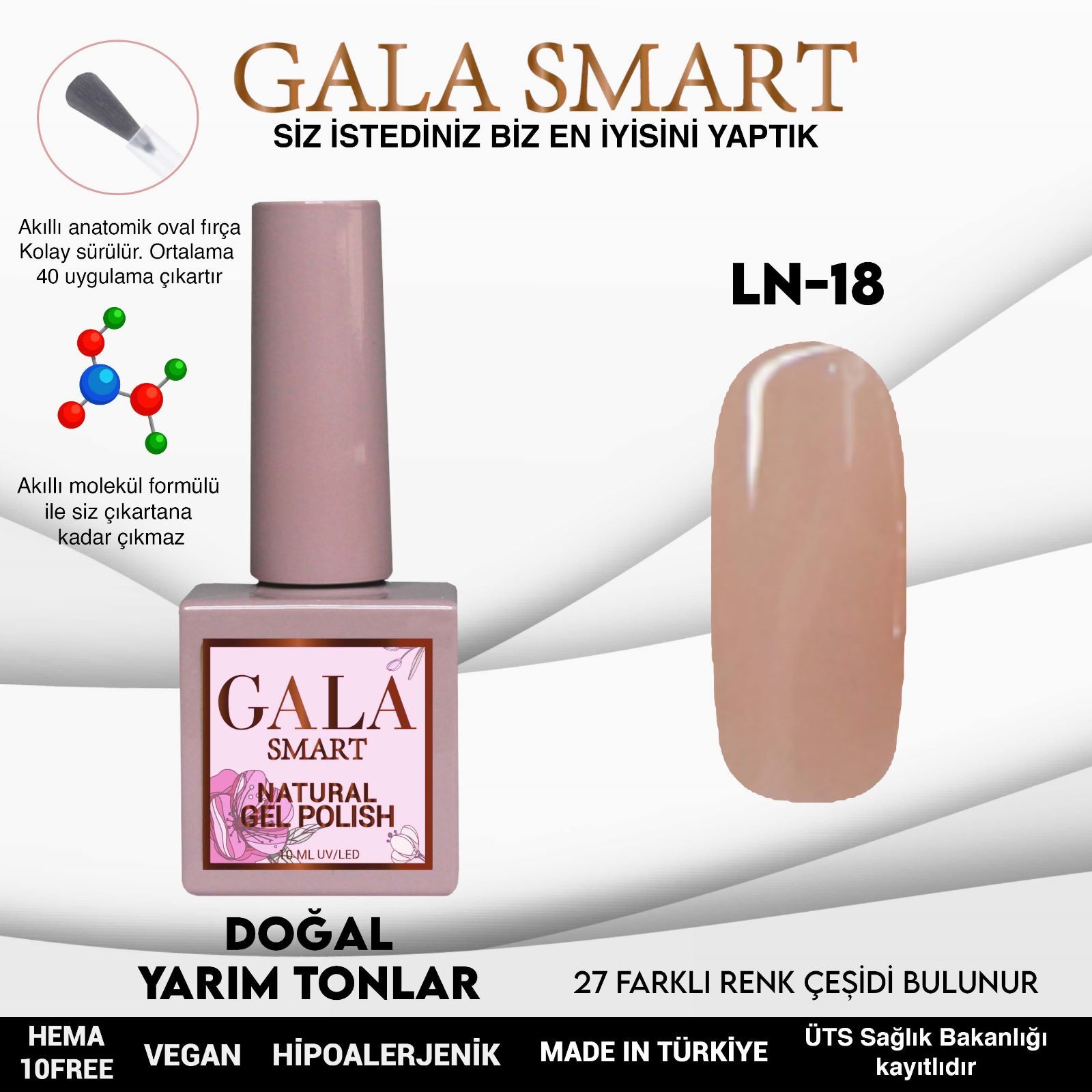 LN-18 NATURAL KALICI OJE GEL POLİSH 10 ML GALA SMART