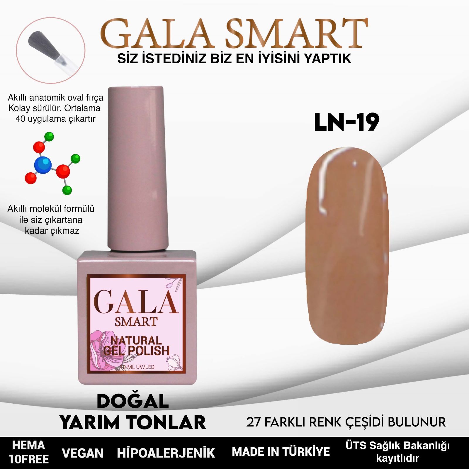 LN-19 NATURAL KALICI OJE GEL POLİSH 10 ML GALA SMART