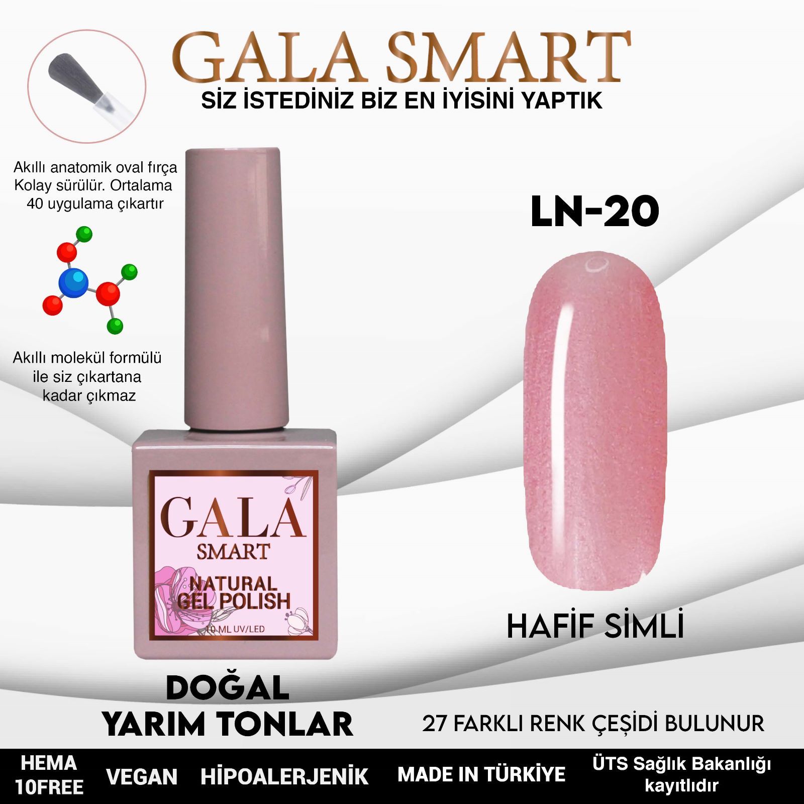 LN-20 NATURAL KALICI OJE GEL POLİSH 10 ML GALA SMART