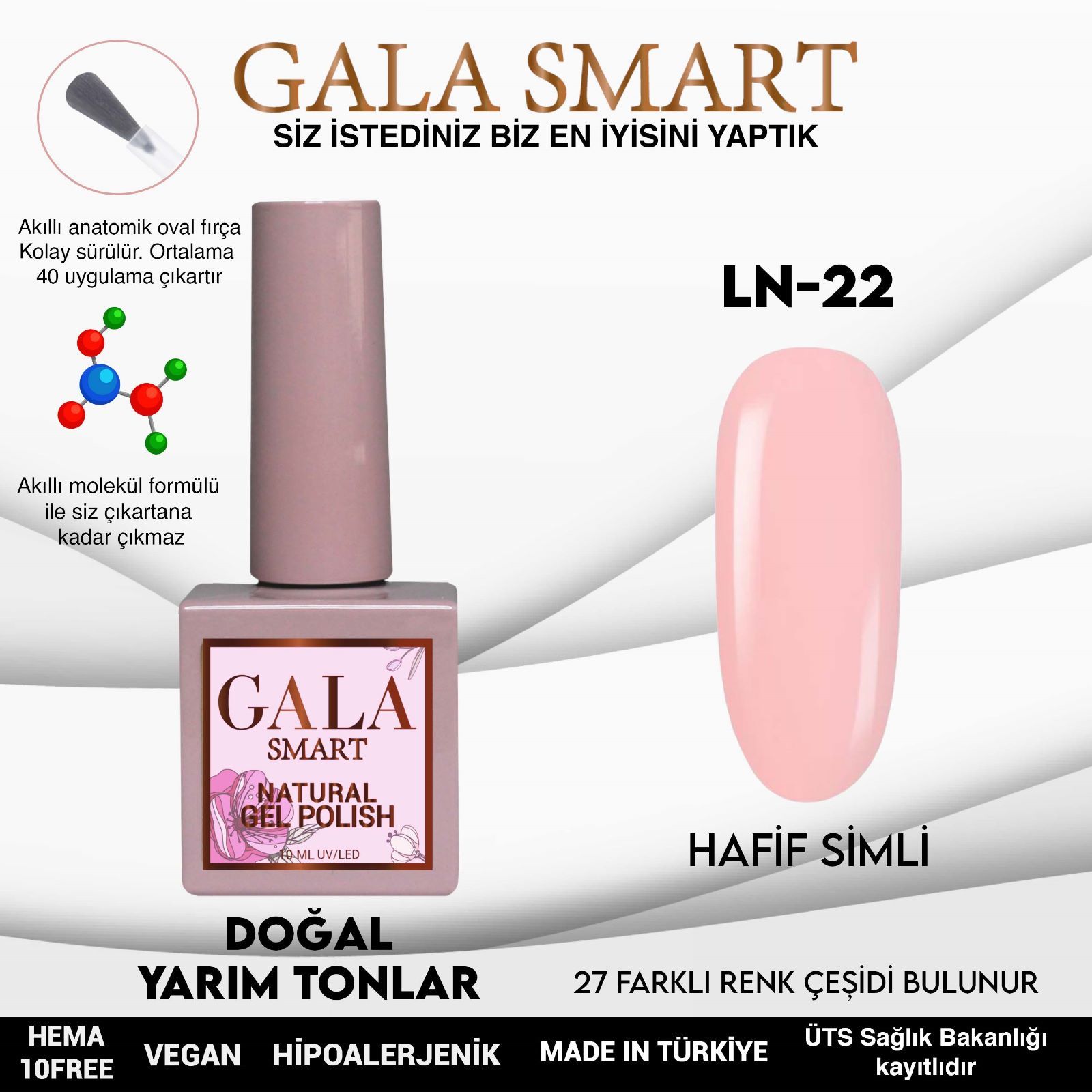LN-22 NATURAL KALICI OJE GEL POLİSH 10 ML GALA SMART