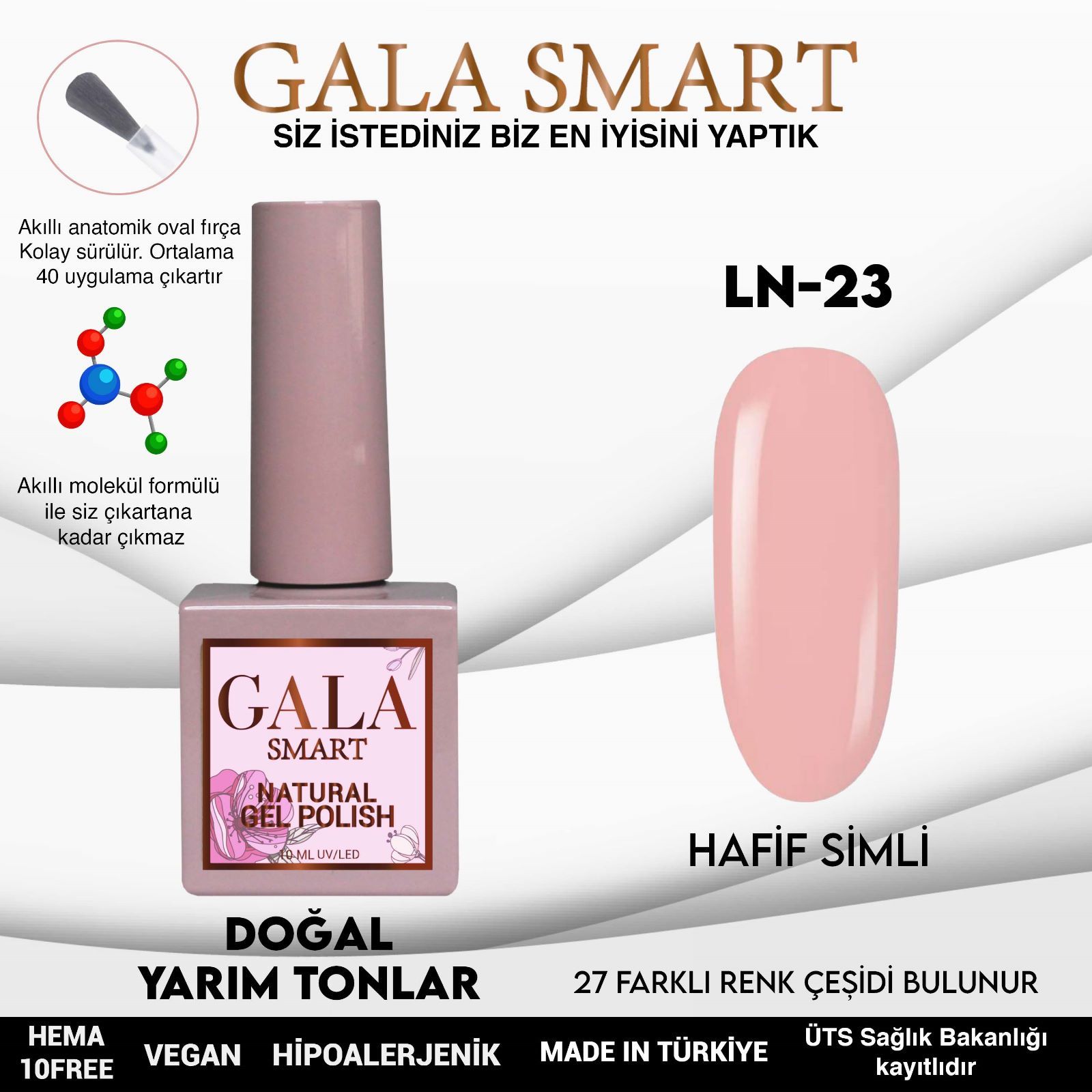 LN-23 NATURAL KALICI OJE GEL POLİSH 10 ML GALA SMART