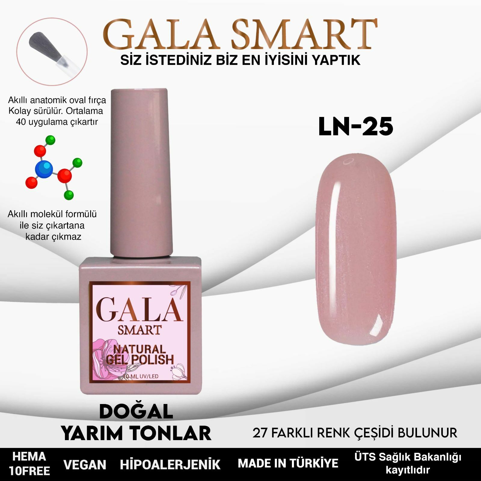 LN-25 NATURAL KALICI OJE GEL POLİSH 10 ML GALA SMART