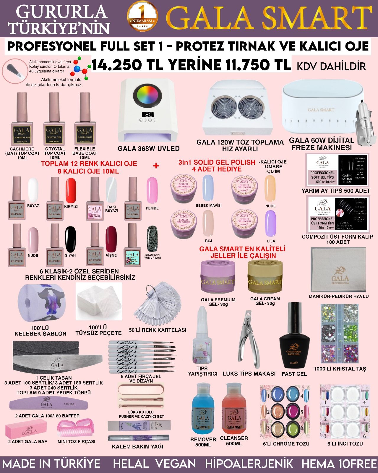 GALA SMART PROFESYONEL  FULL SET 1 GALA 60W TÖRPÜ MAKİNELİ