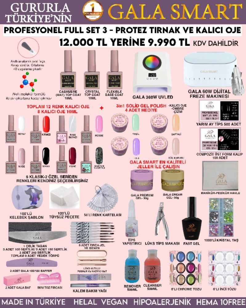 GALA SMART PROFESYONEL FULL SET 3 GALA 60W TÖRPÜ MAKİNELİ