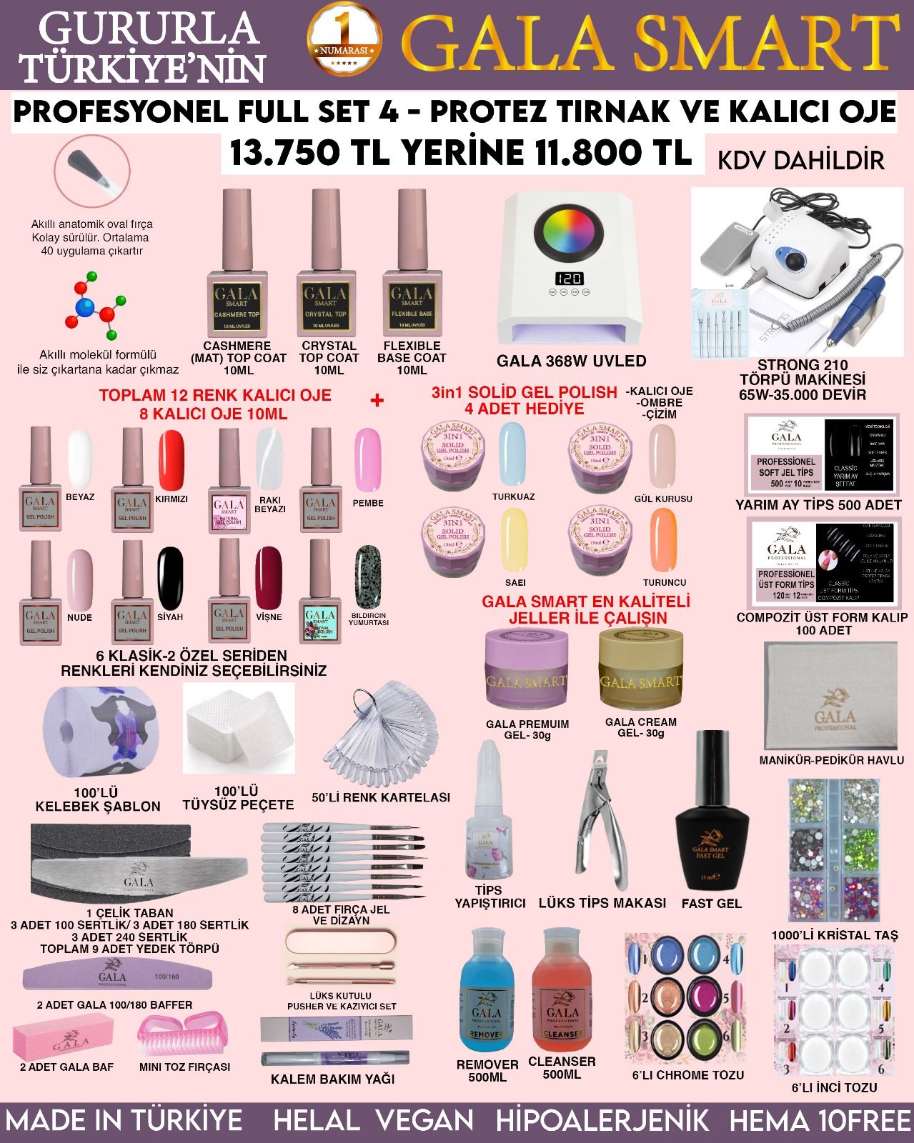 GALA SMART PROFESYONEL SET 4 STRONG 210 TÖRPÜ MAKİNELİ